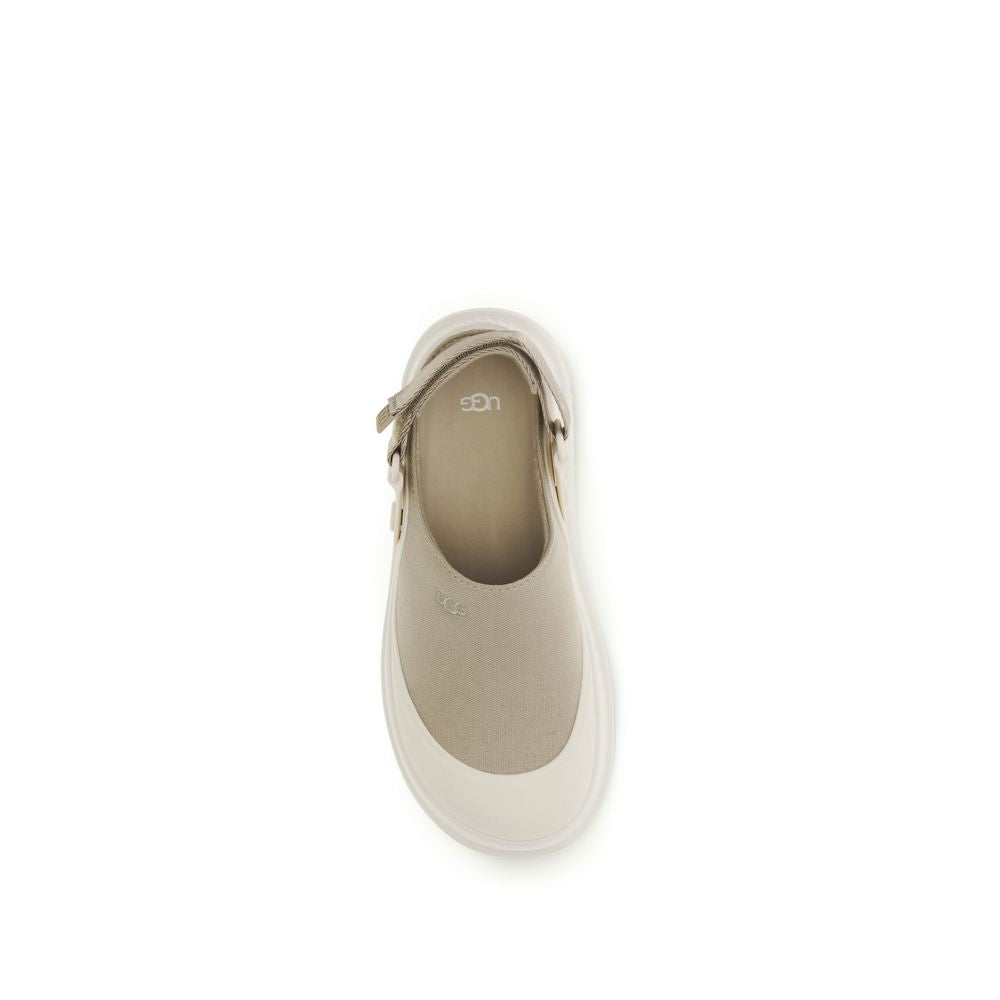 Beige Cotton Mules