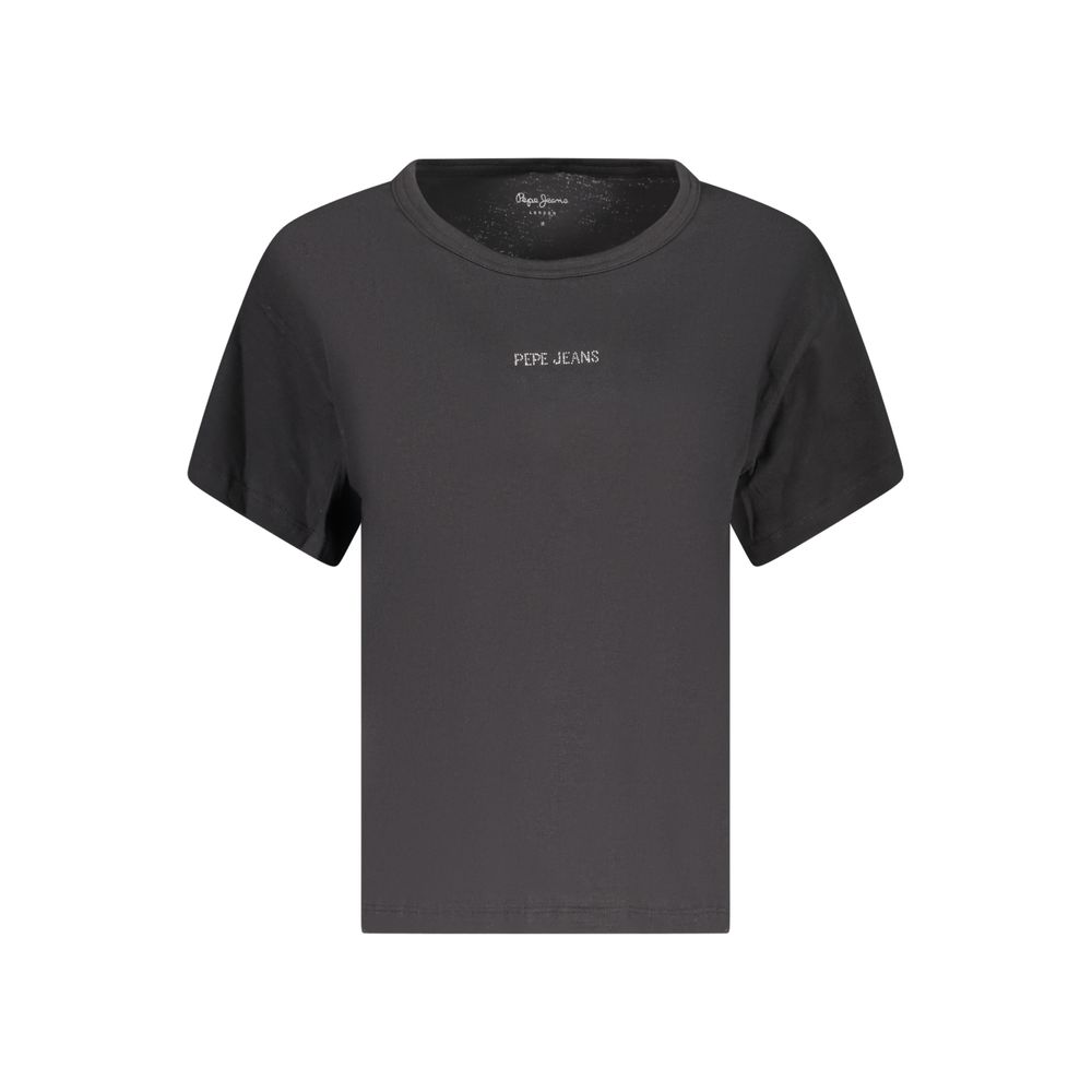Black Cotton Women T-Shirt