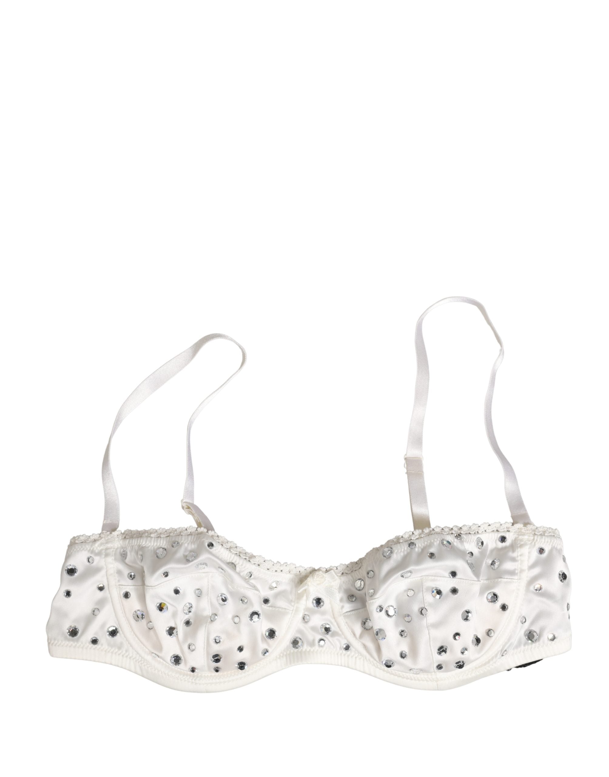 White Rhinestone Semi-Pad Underwire Bra Underwear
