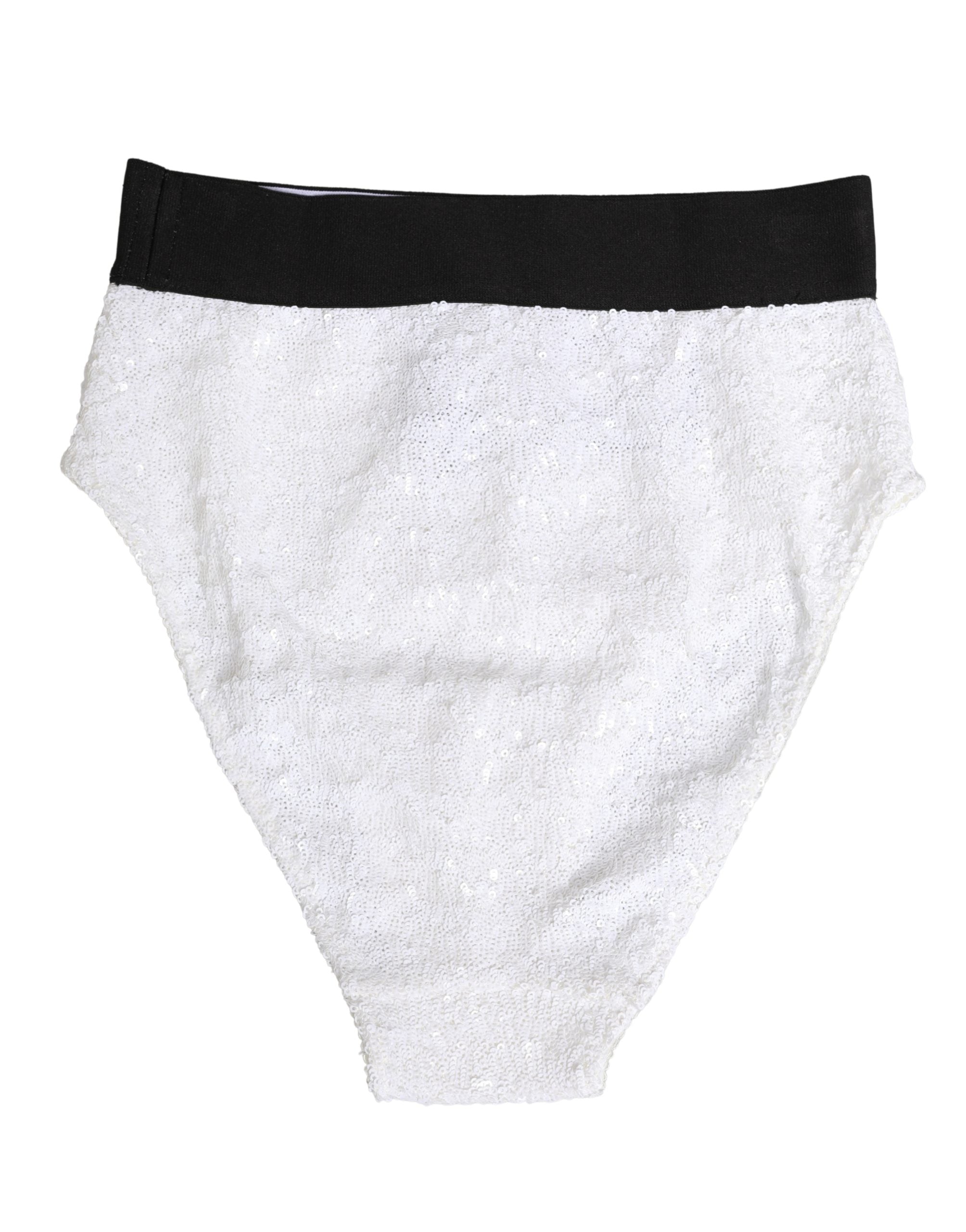 White Black Sequin High Waist Panty Underwear