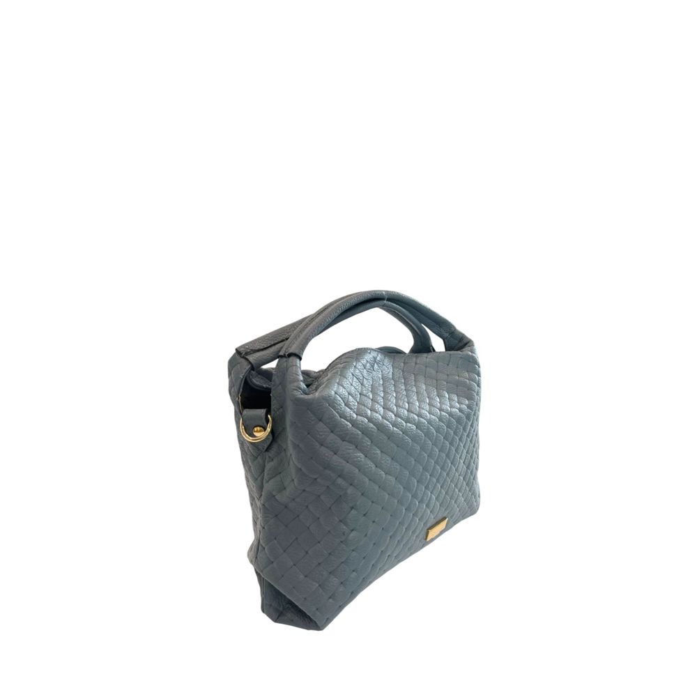 Blue Leather Women Handbag