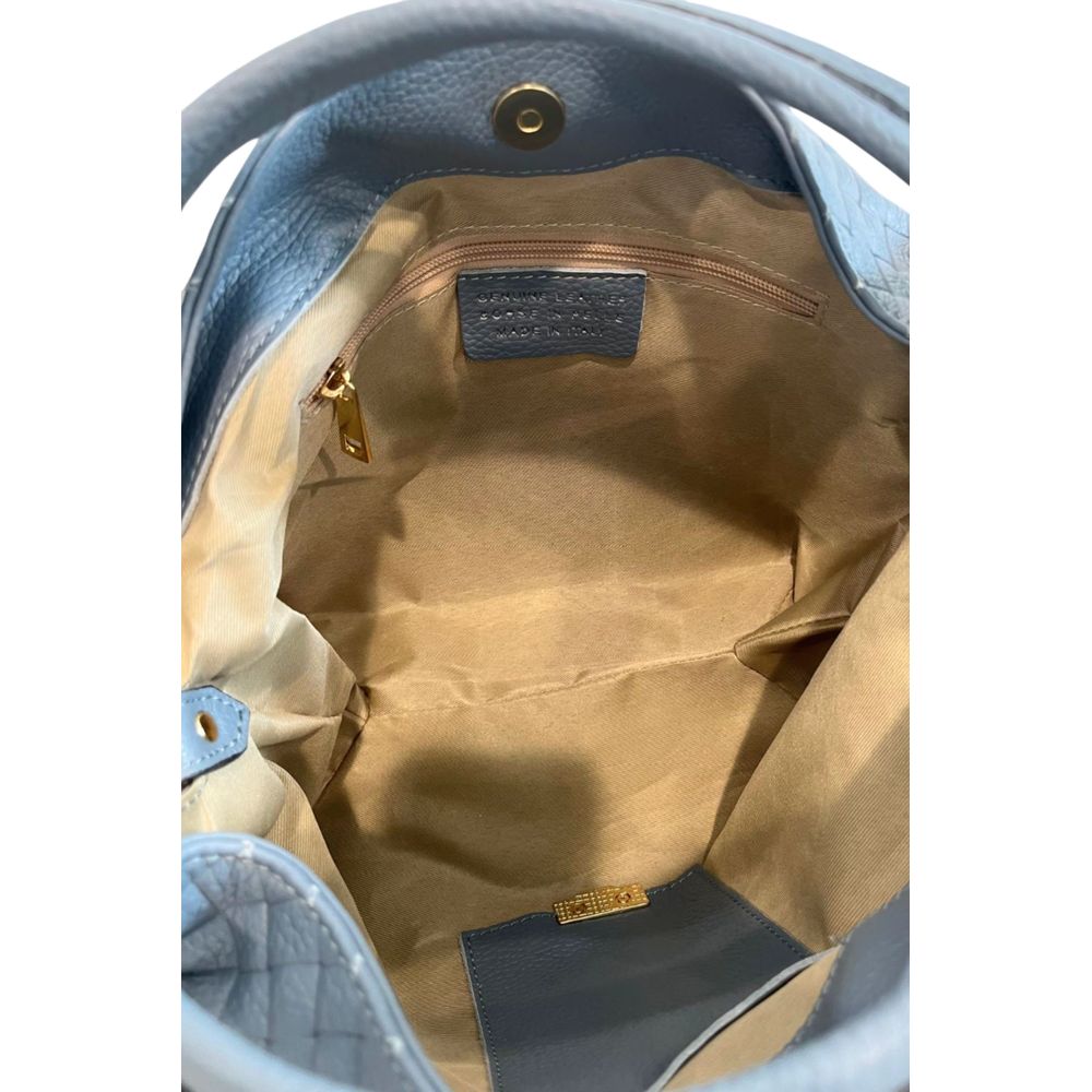 Blue Leather Women Handbag