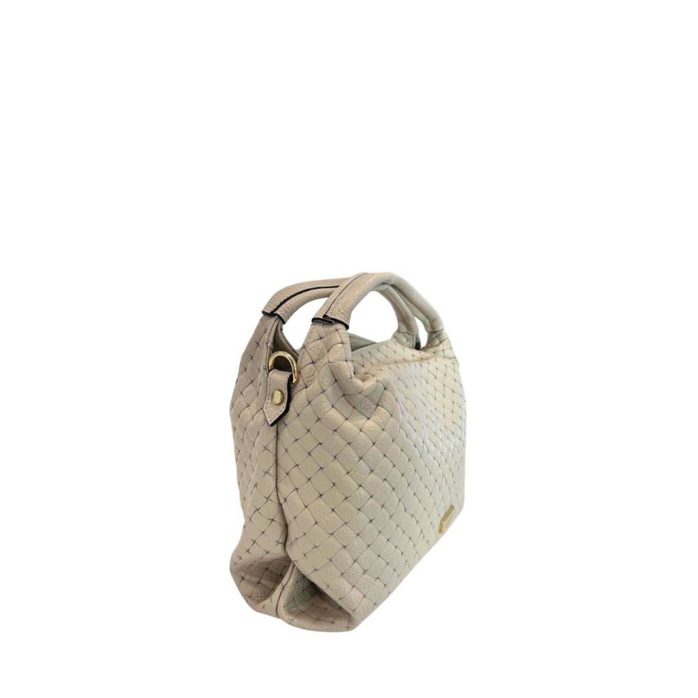 Beige Leather Women Handbag
