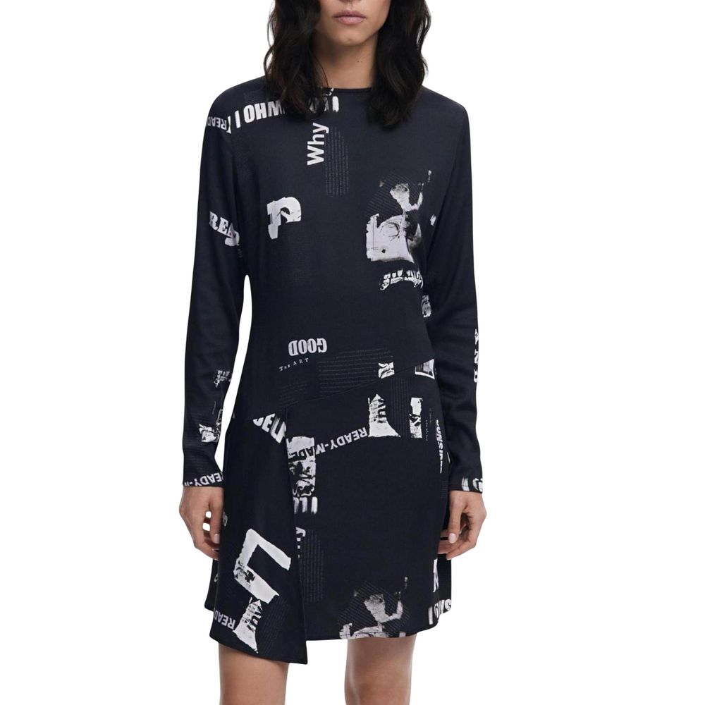 Black Viscose Short Dress
