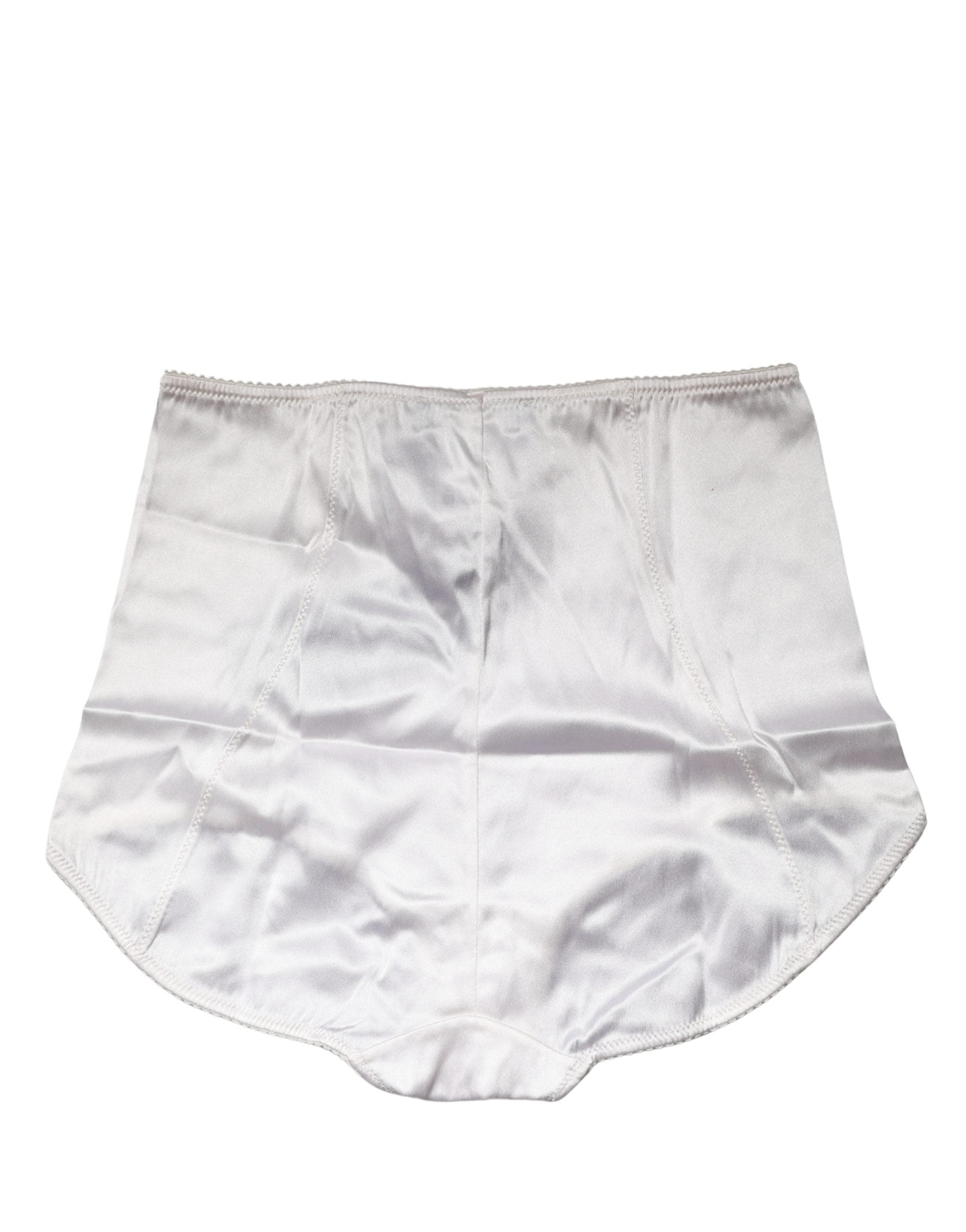 White Silk Blend High Waist Girdle Panty Underwear
