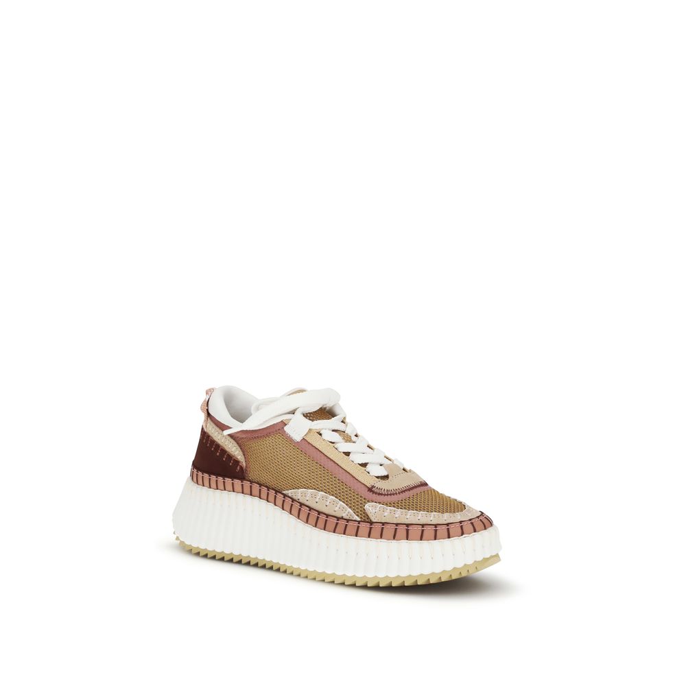 Brown Polyester Chunky Sneakers