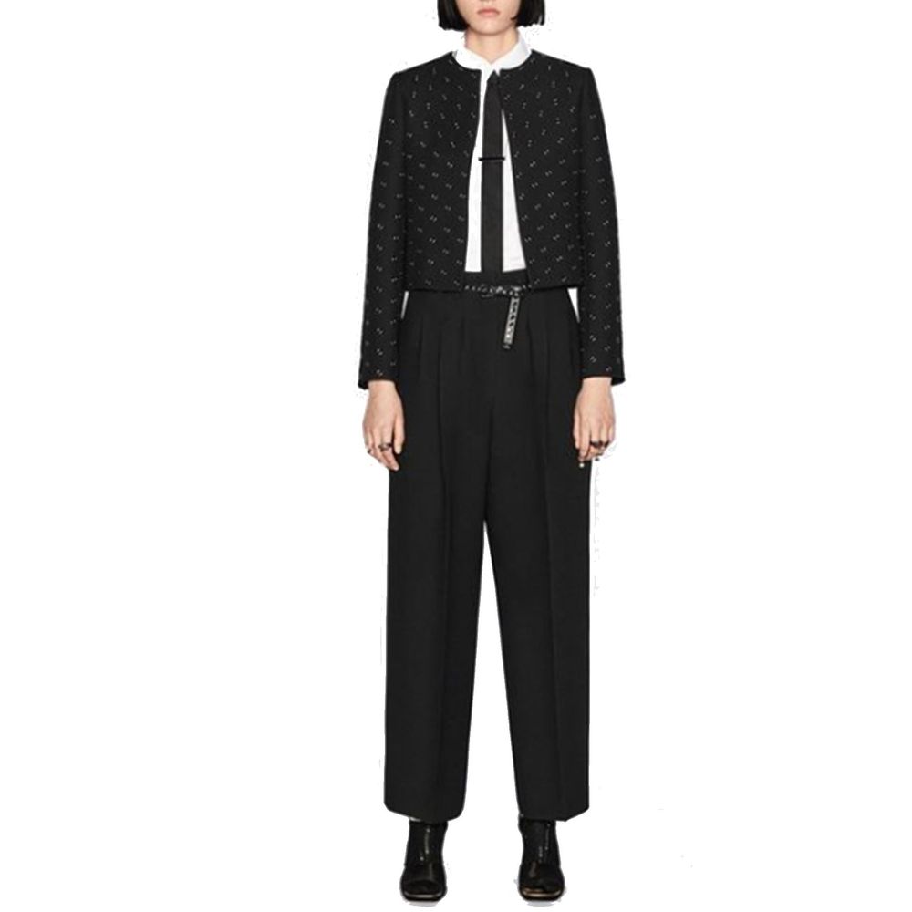 Black Wool Casual Pants