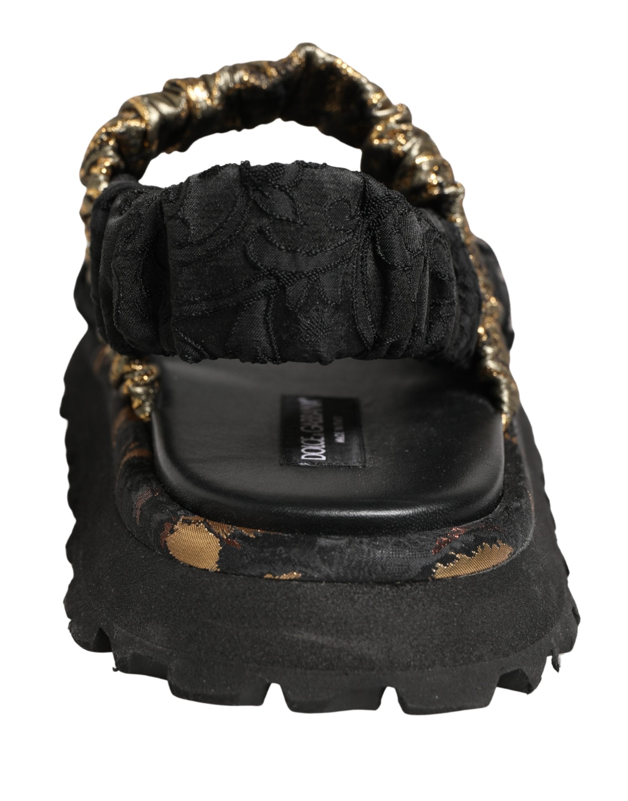 Black Ruching Detail Flats Men Sandals Shoes