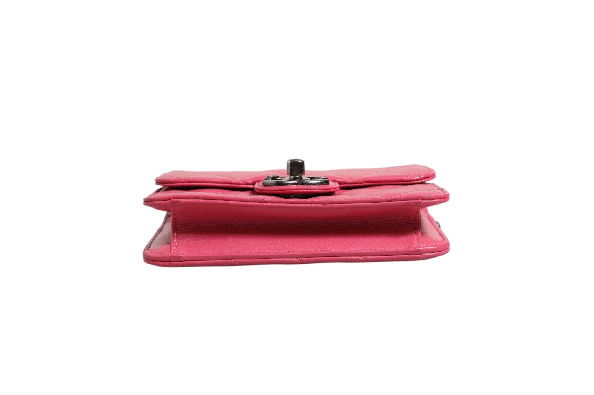Pink Quilted Lambskin Leather Classic Square Mini Flap Bag