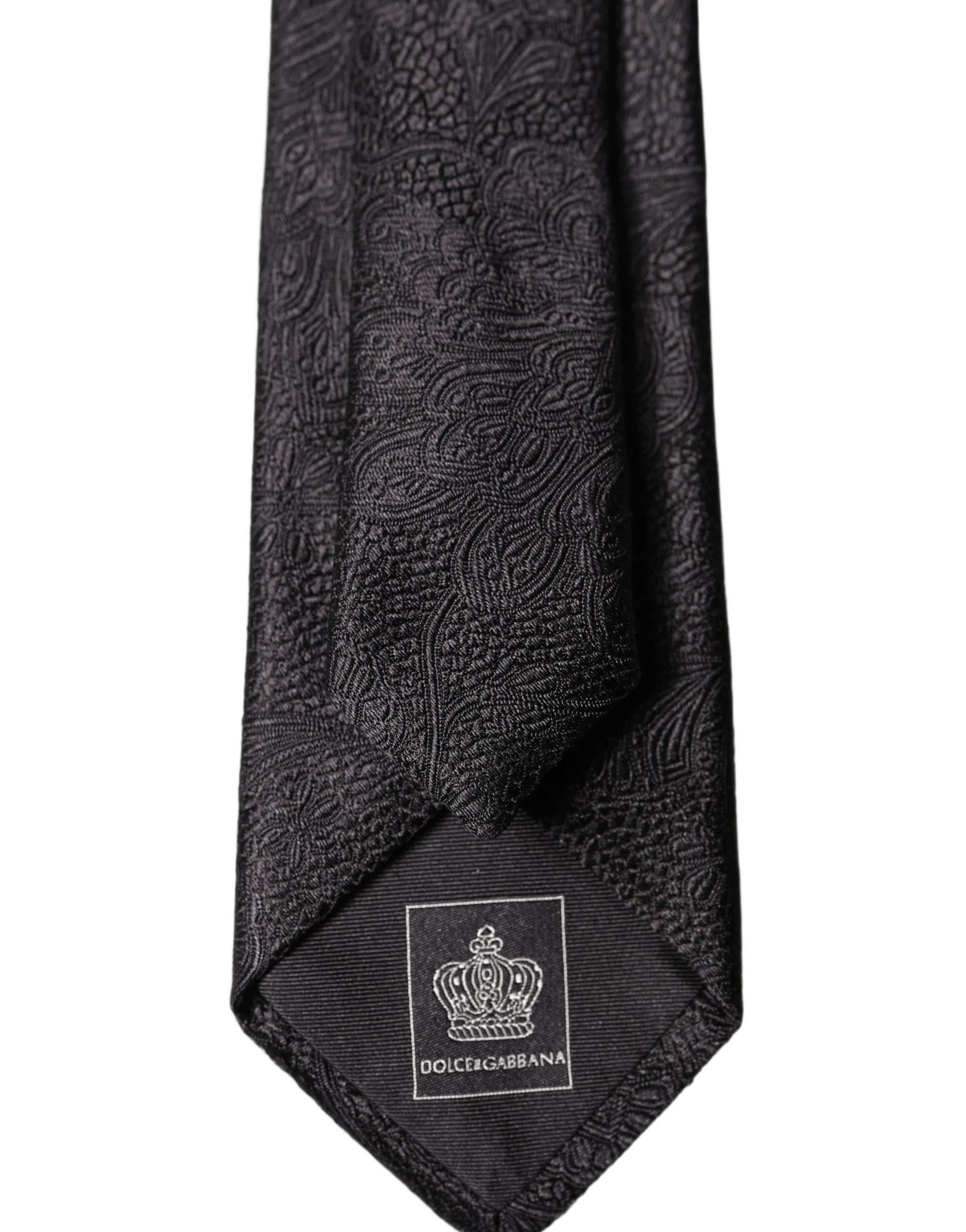 Black Floral Brocade Silk Adjustable Men Tied Necktie Tie