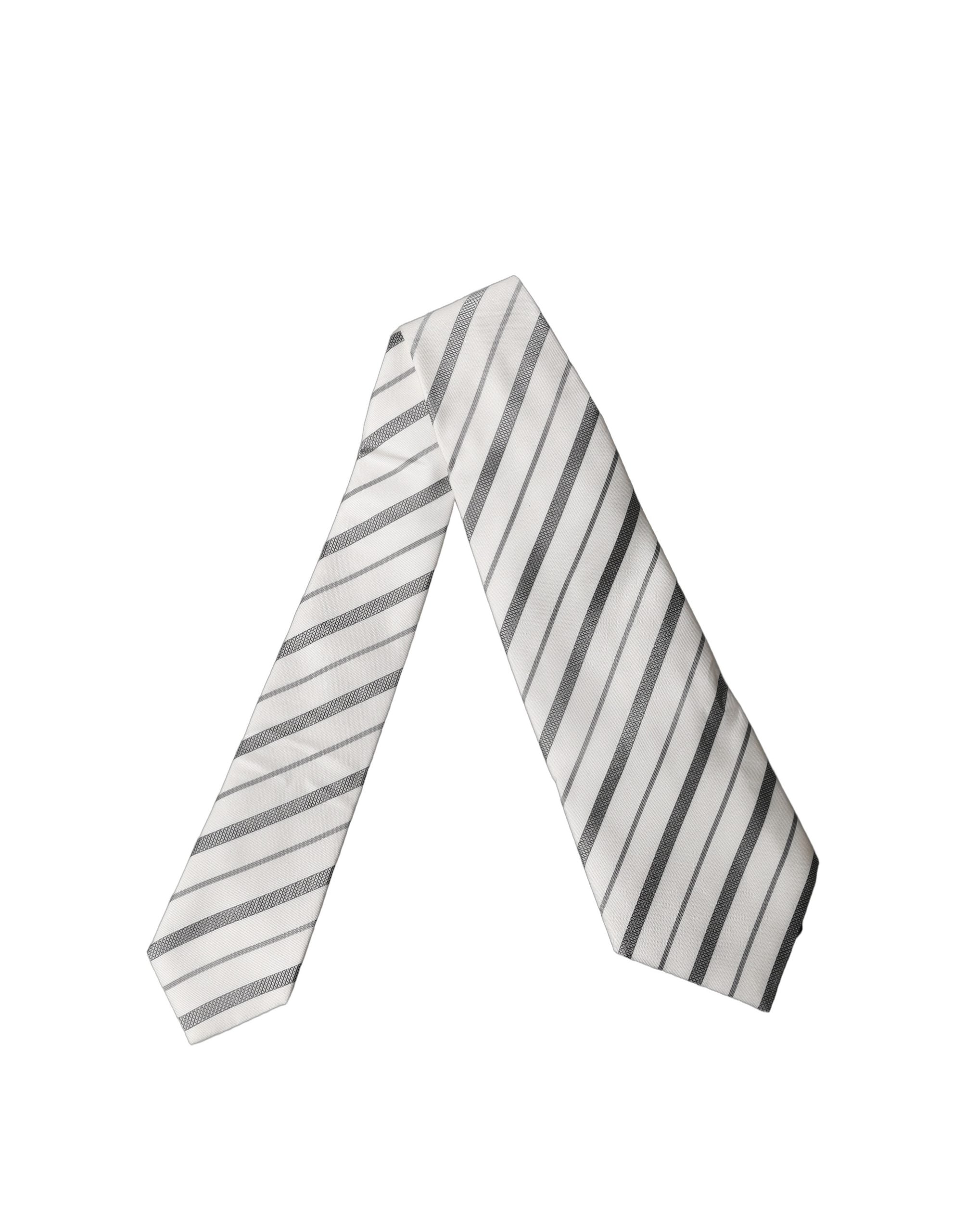 Black White Stripes Silk Adjustable Women Necktie Tie