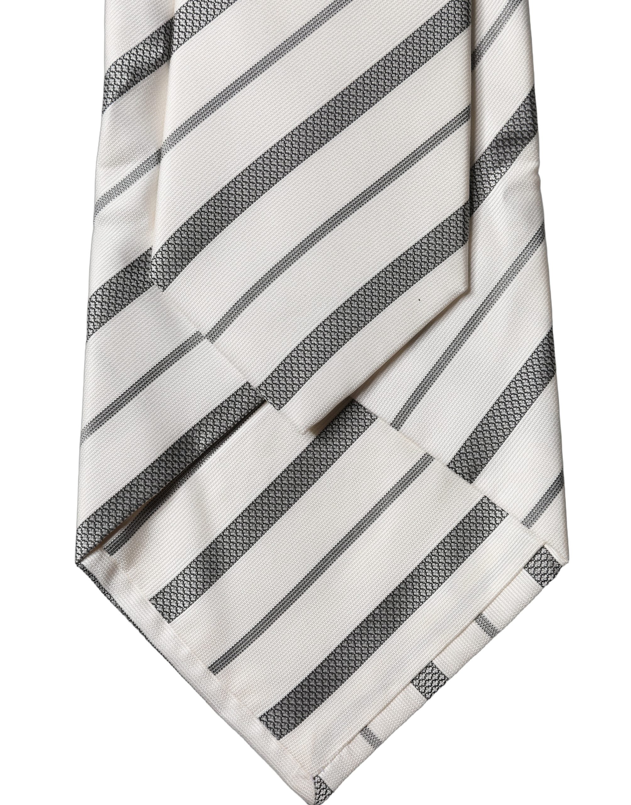 Black White Stripes Silk Adjustable Women Necktie Tie