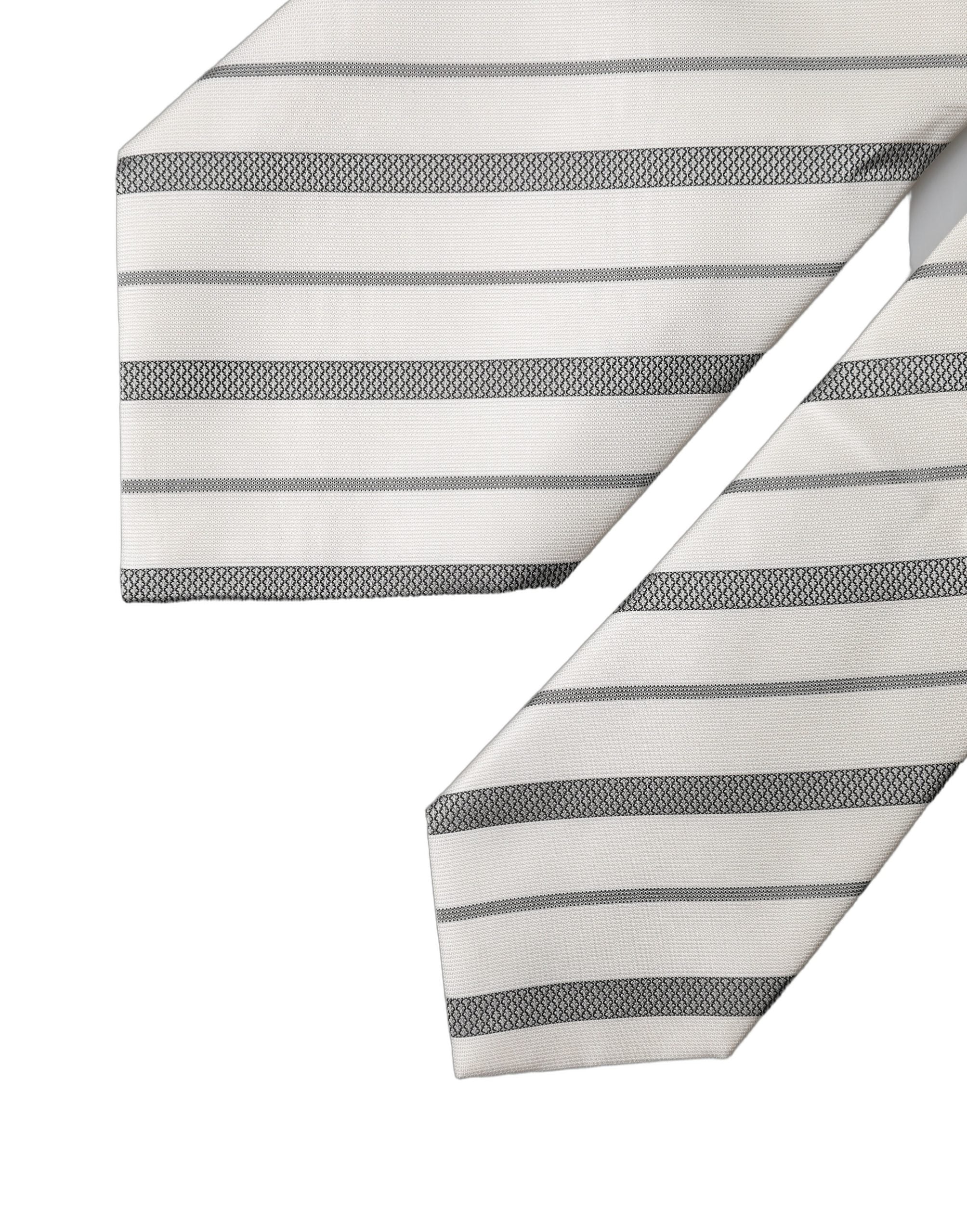Black White Stripes Silk Adjustable Women Necktie Tie