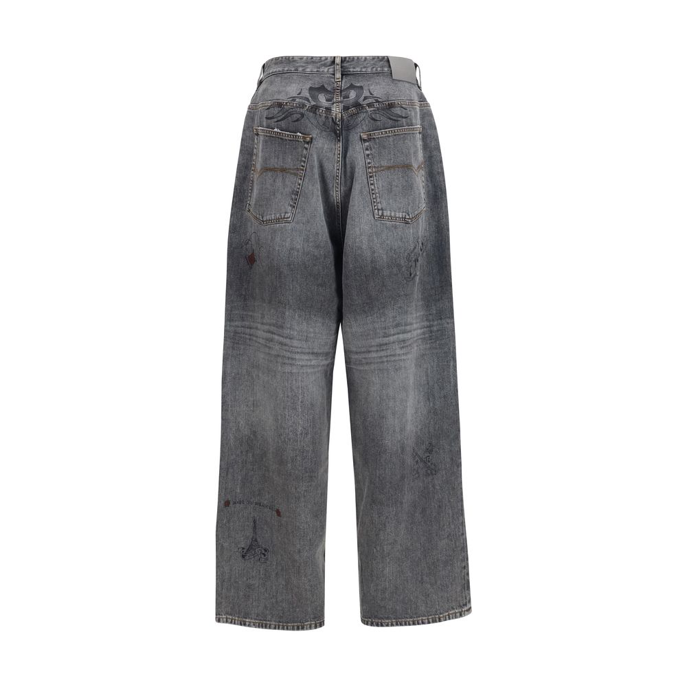 Gray Cotton Relaxed Fit Jeans