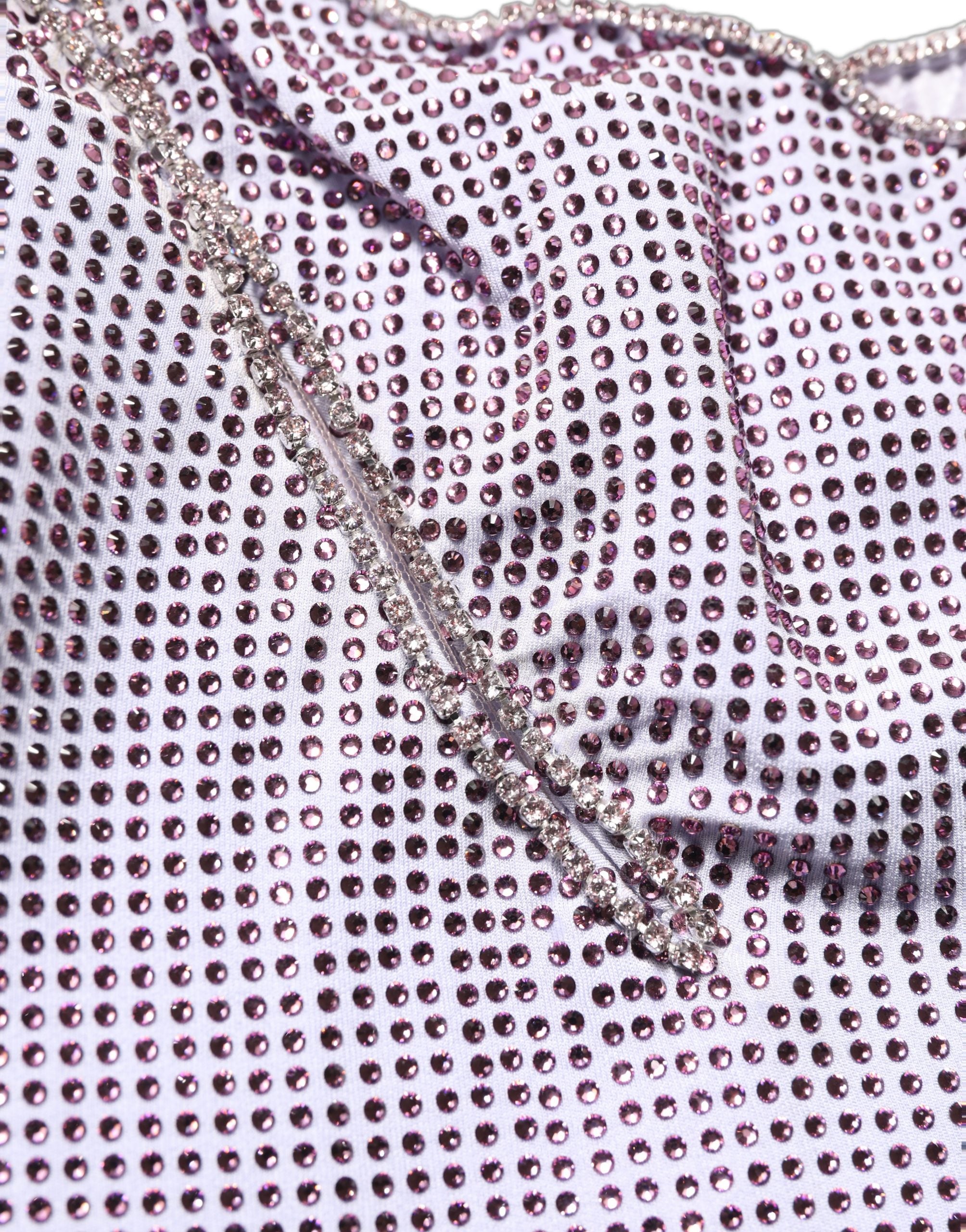 Purple Crystal OneShoulder EveningGown Dress