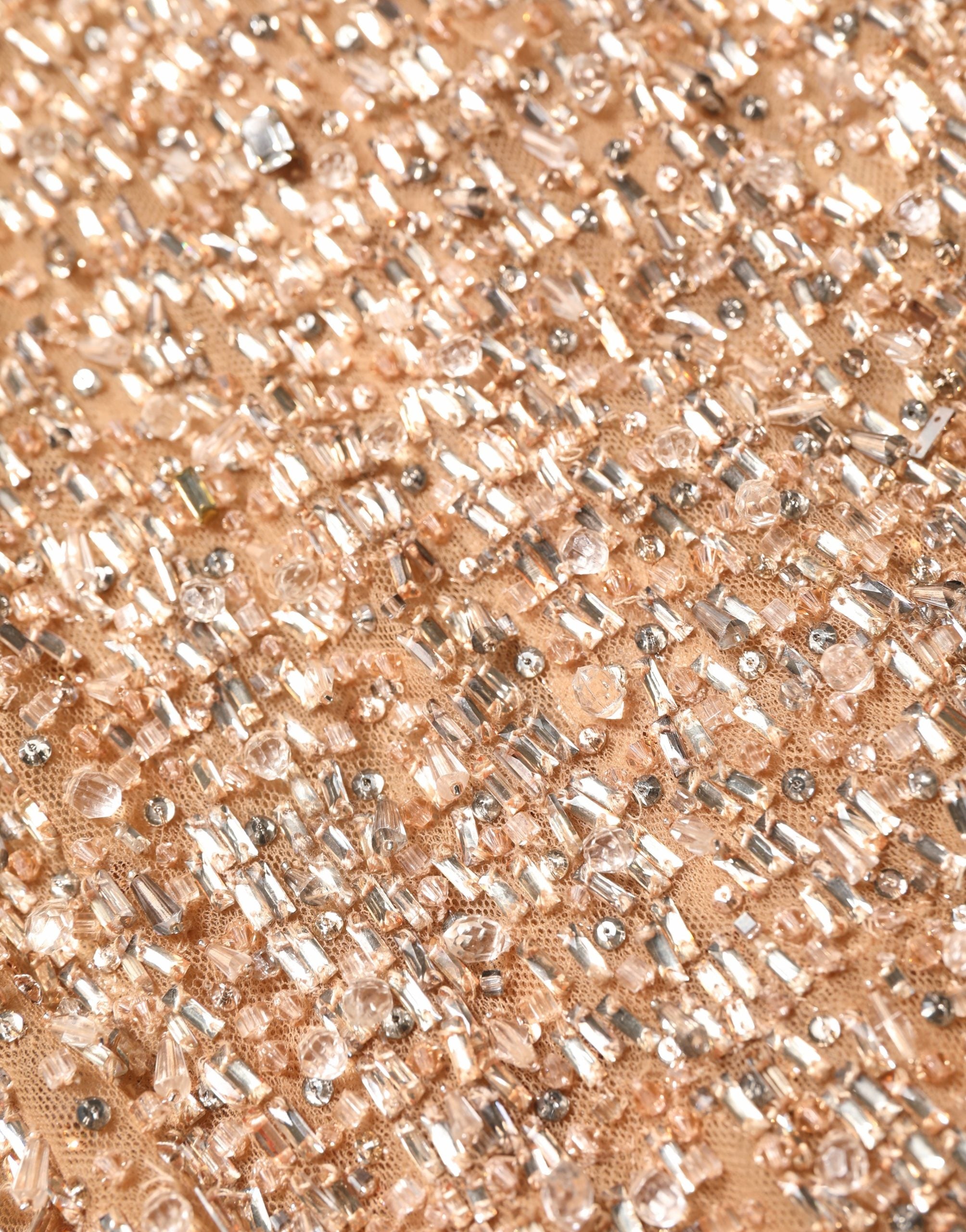 Brown Crystal Embellished Mermaid Gown Dress