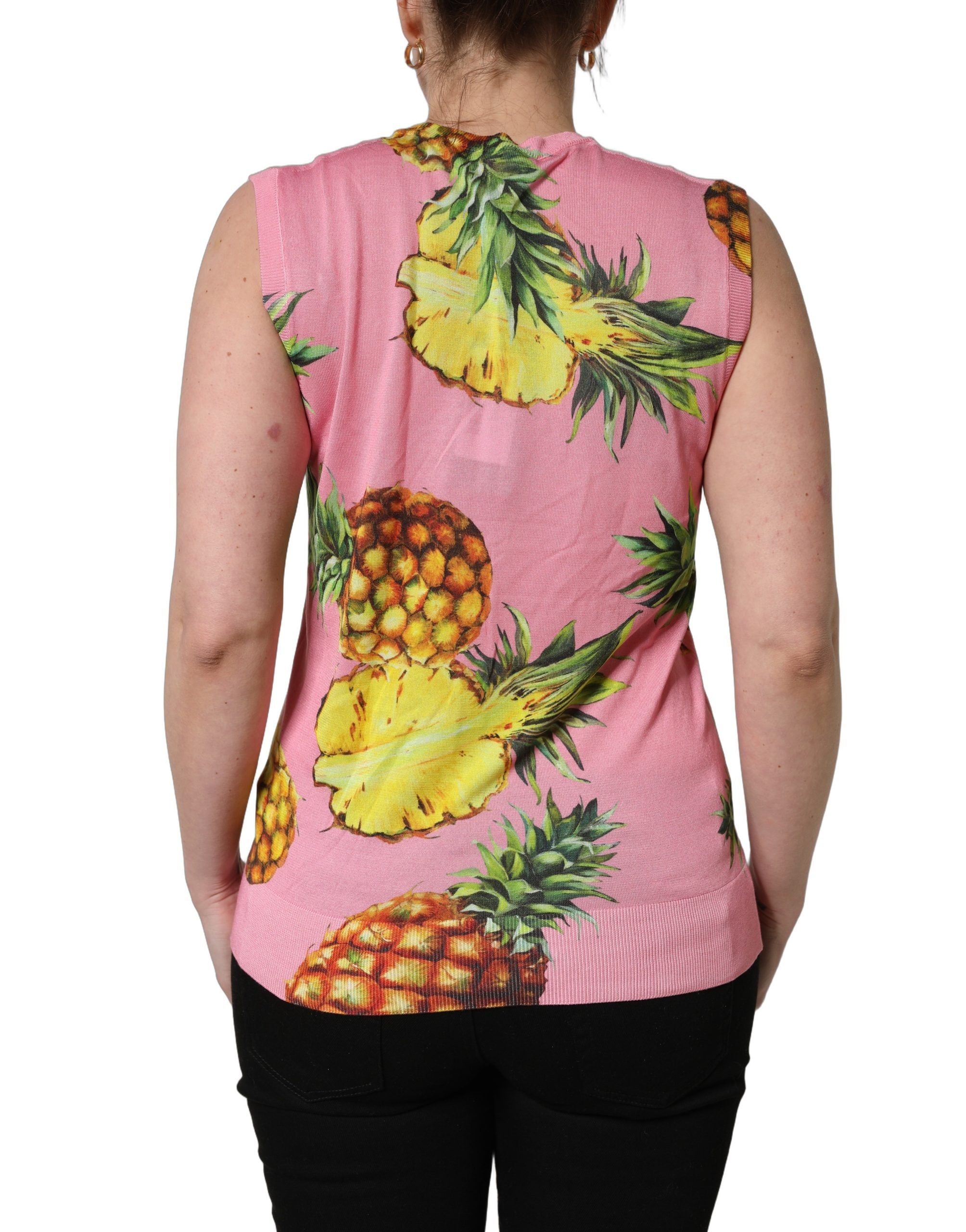 Pink Pineapple Roundneck Sleeveless Tank Top