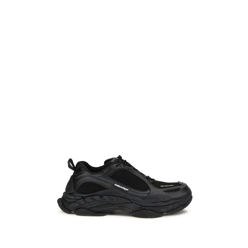 Black Polyester Athletic Sneakers