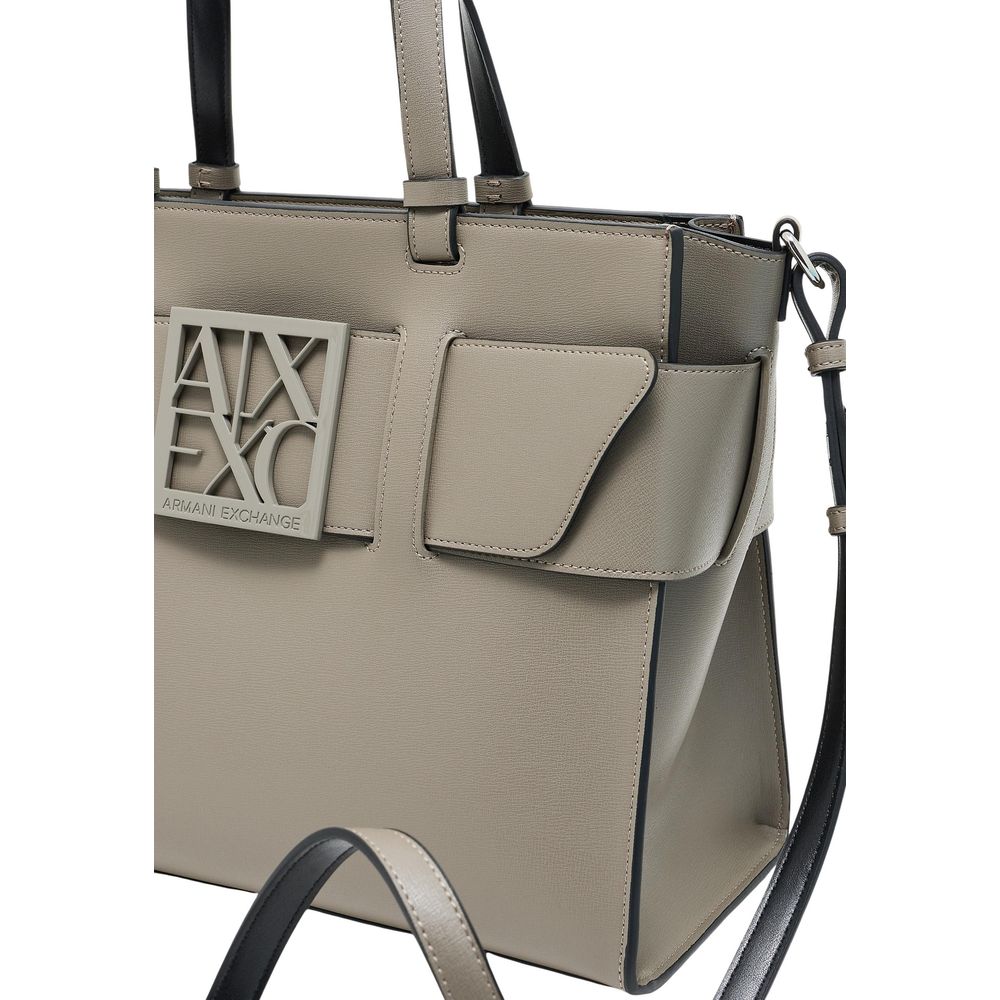 Beige Artificial Leather Handbag
