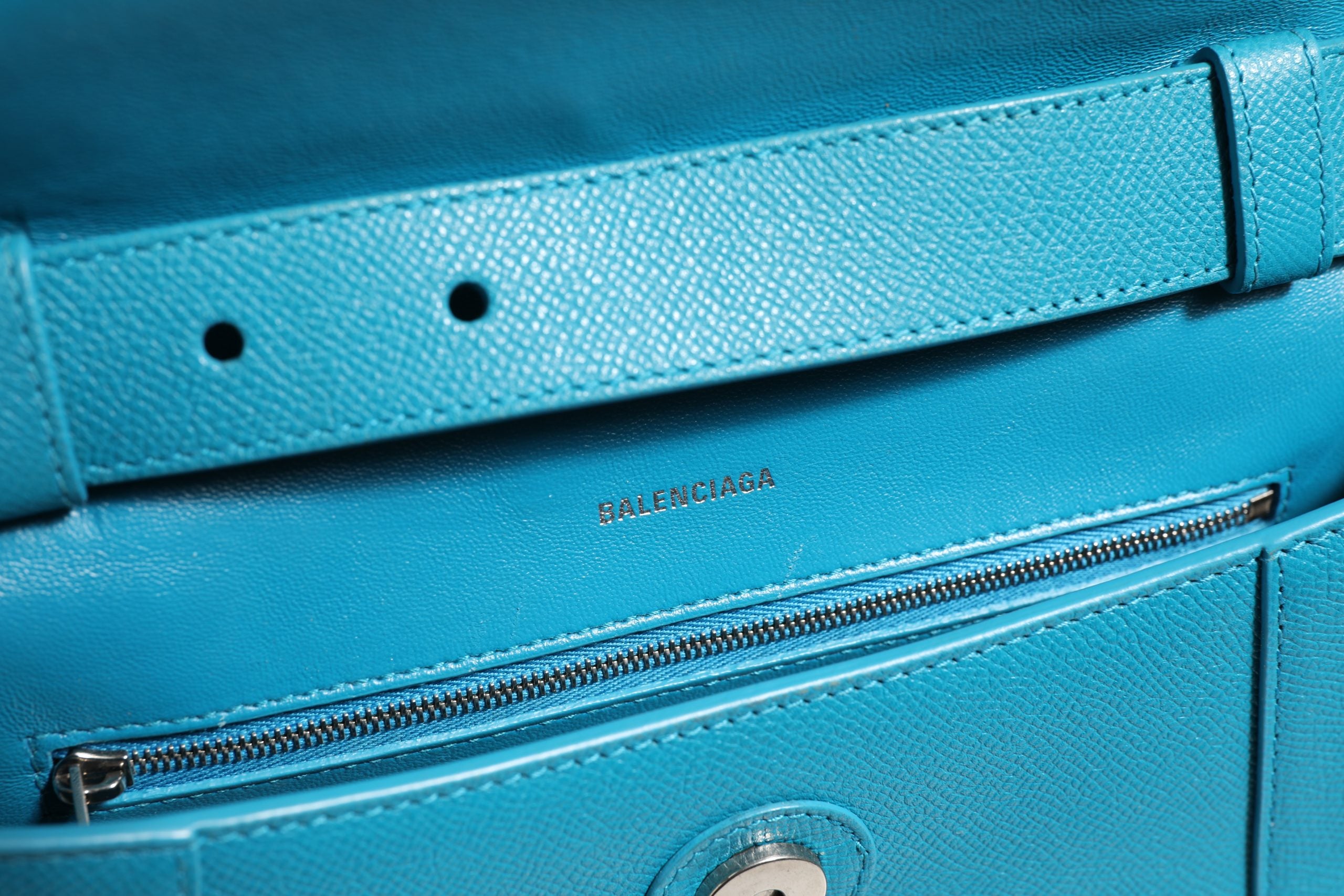 Calfskin S Downtown Blue Shoulder Bag