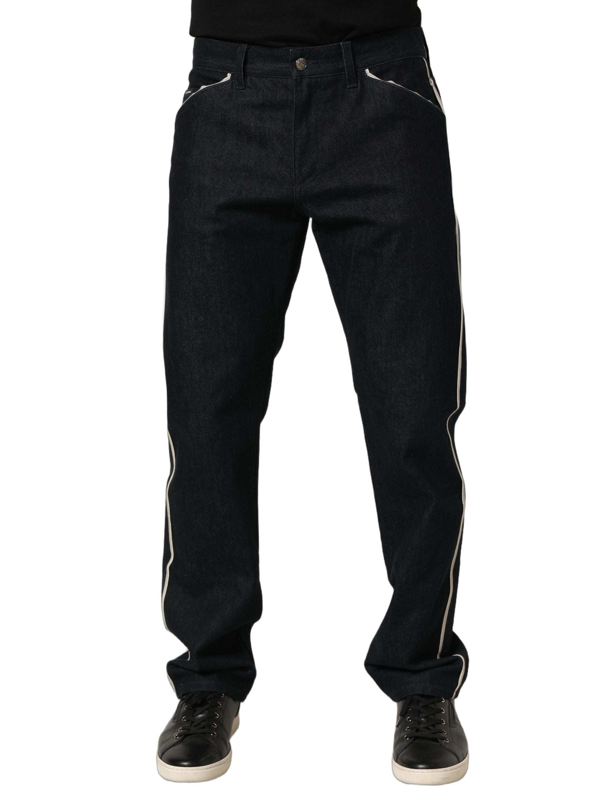 Black Cotton Mid Waist Classic Men Denim Jeans