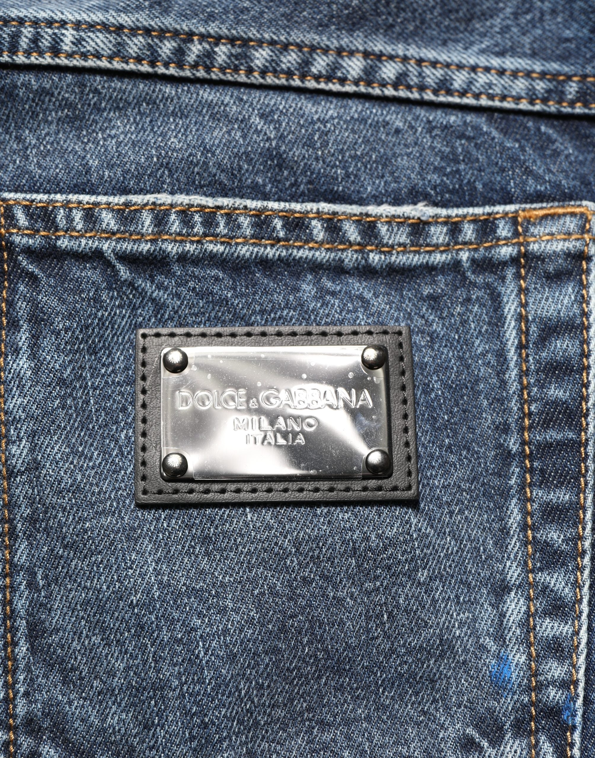 Dark Blue Washed Mid Waist Straight Men Denim Jeans