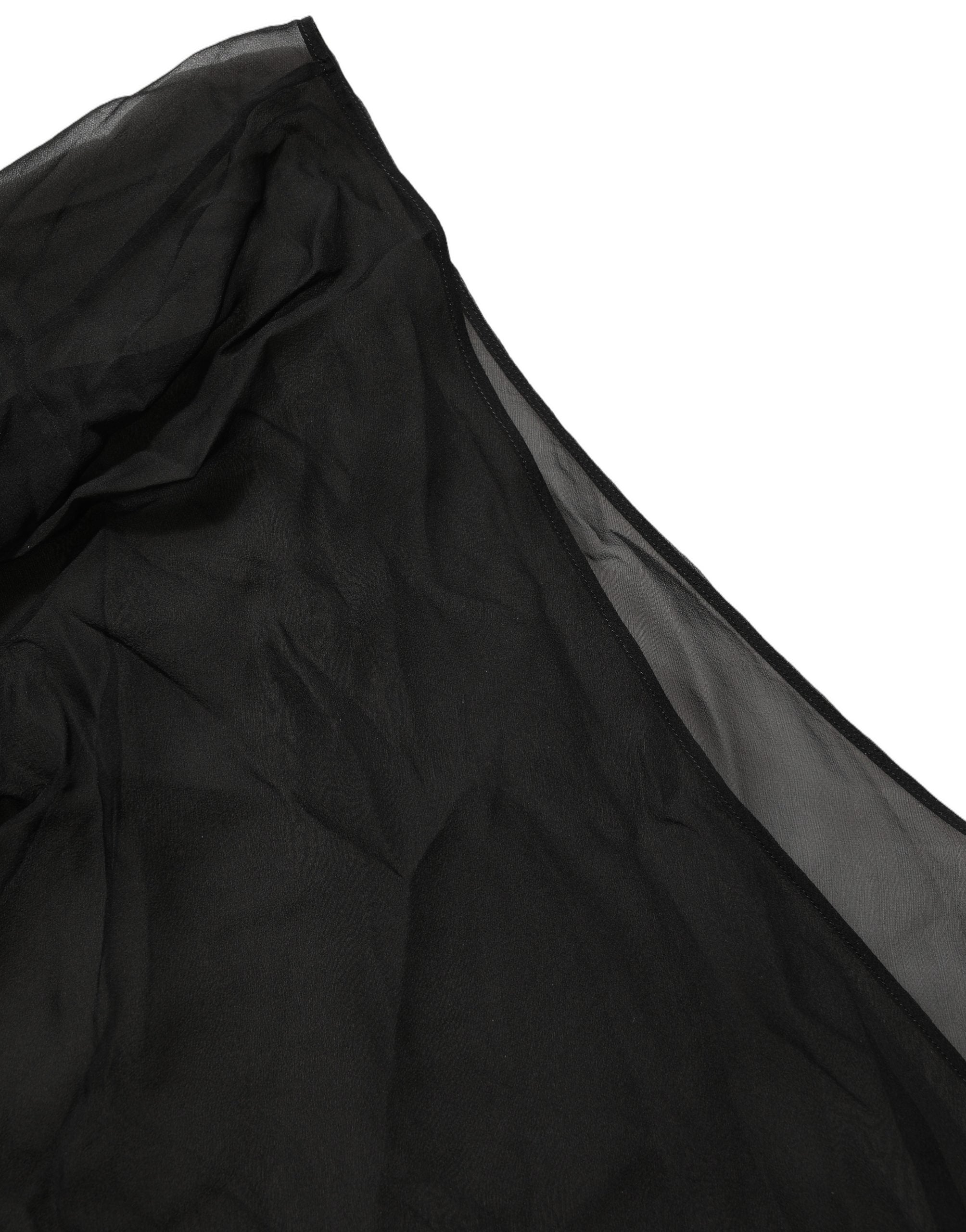 Black Wrap Sheer Chiffon One Shoulder Top