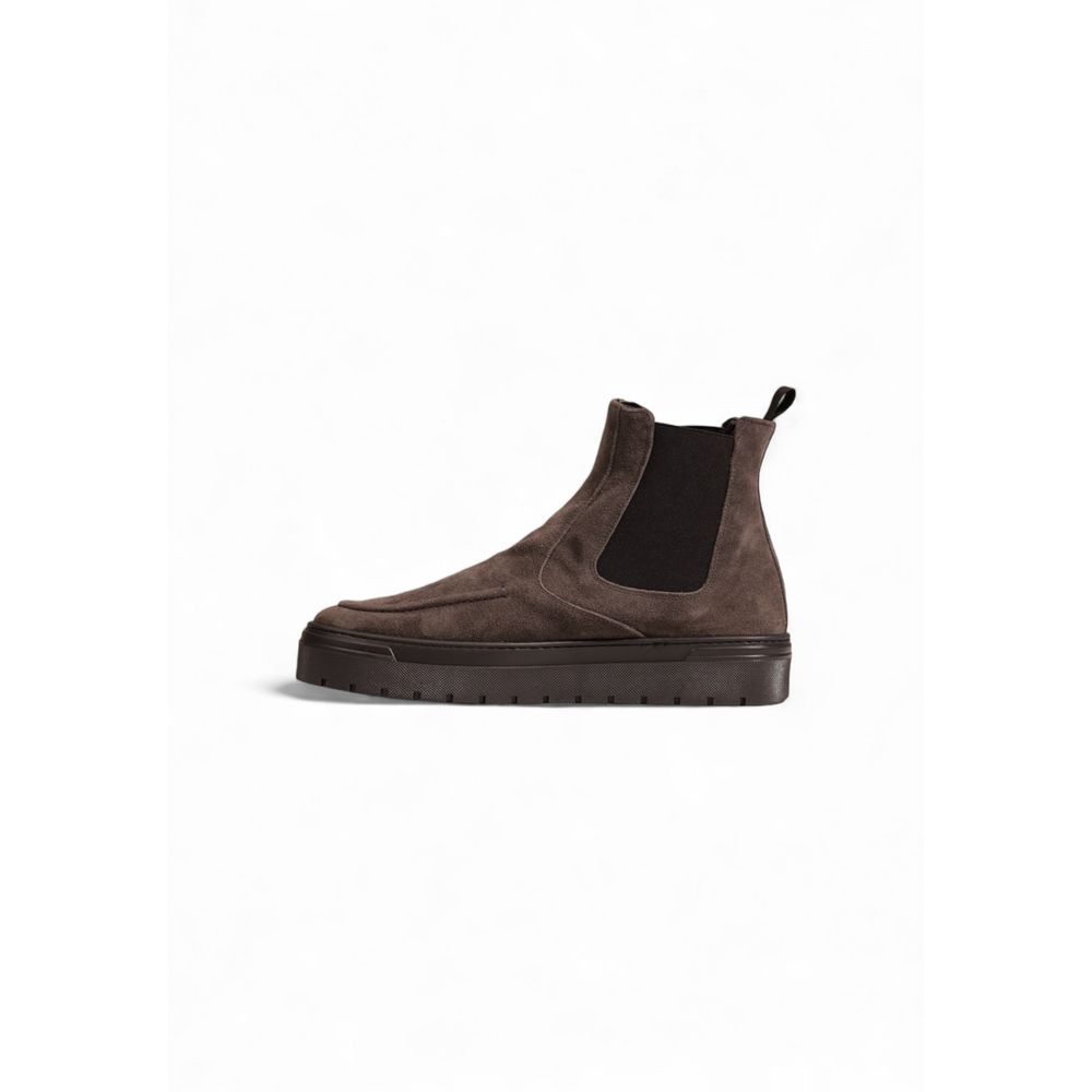 Gray Suede Leather Chelsea Boots