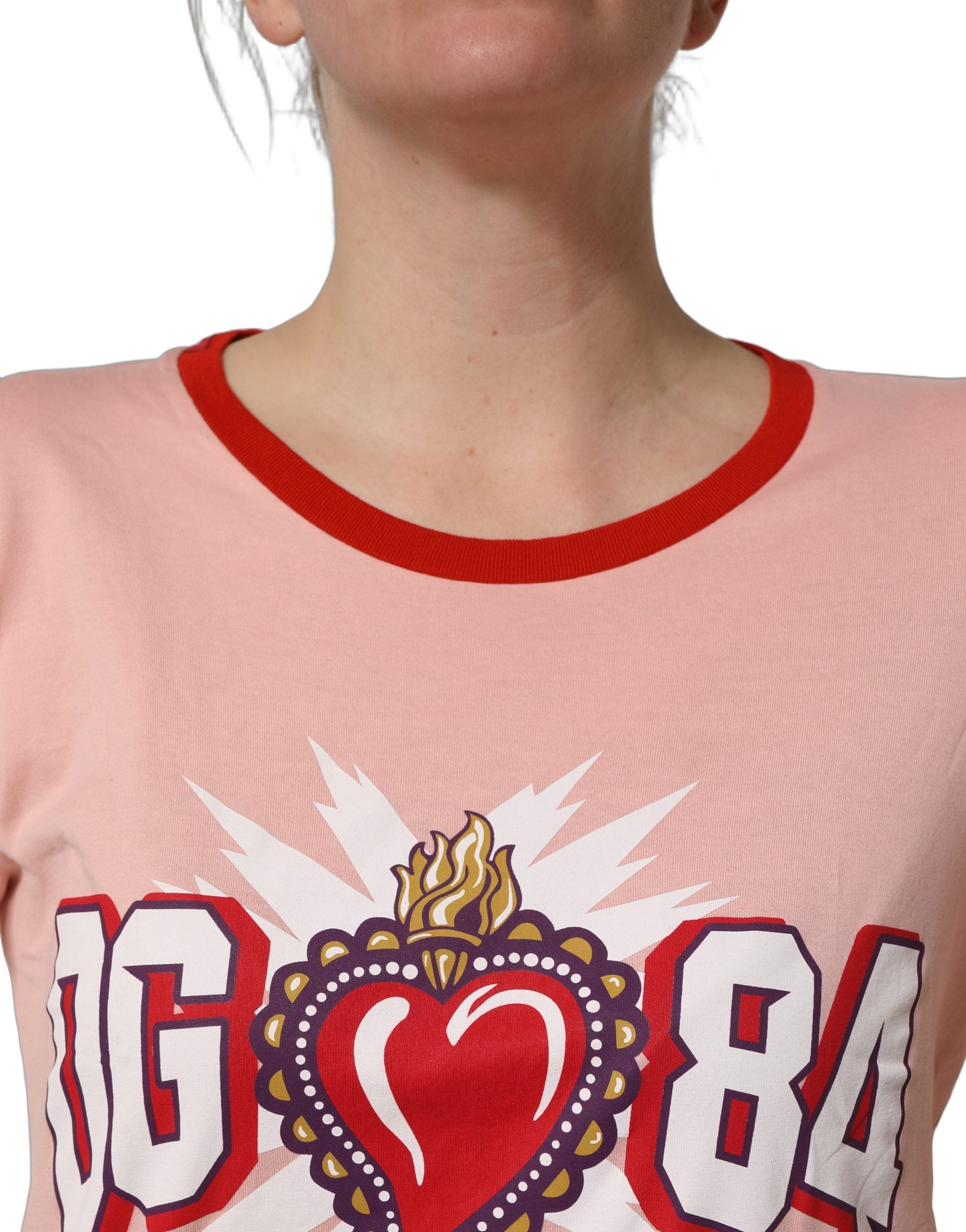 Pink Graphic Print Cotton Crew Neck T-shirt
