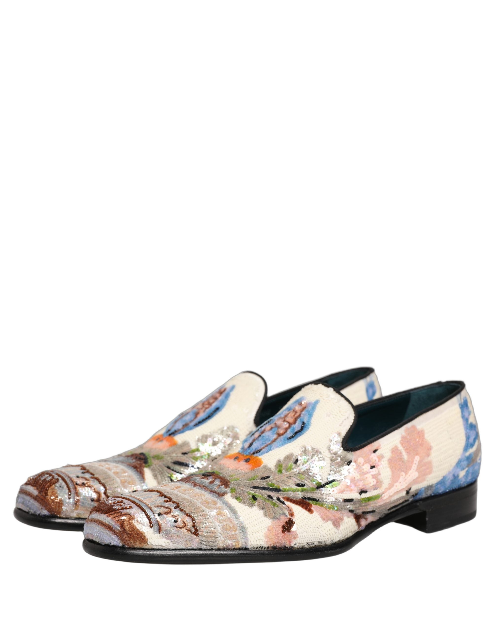 Multicolor Sequin Embroidered Loafers Shoes