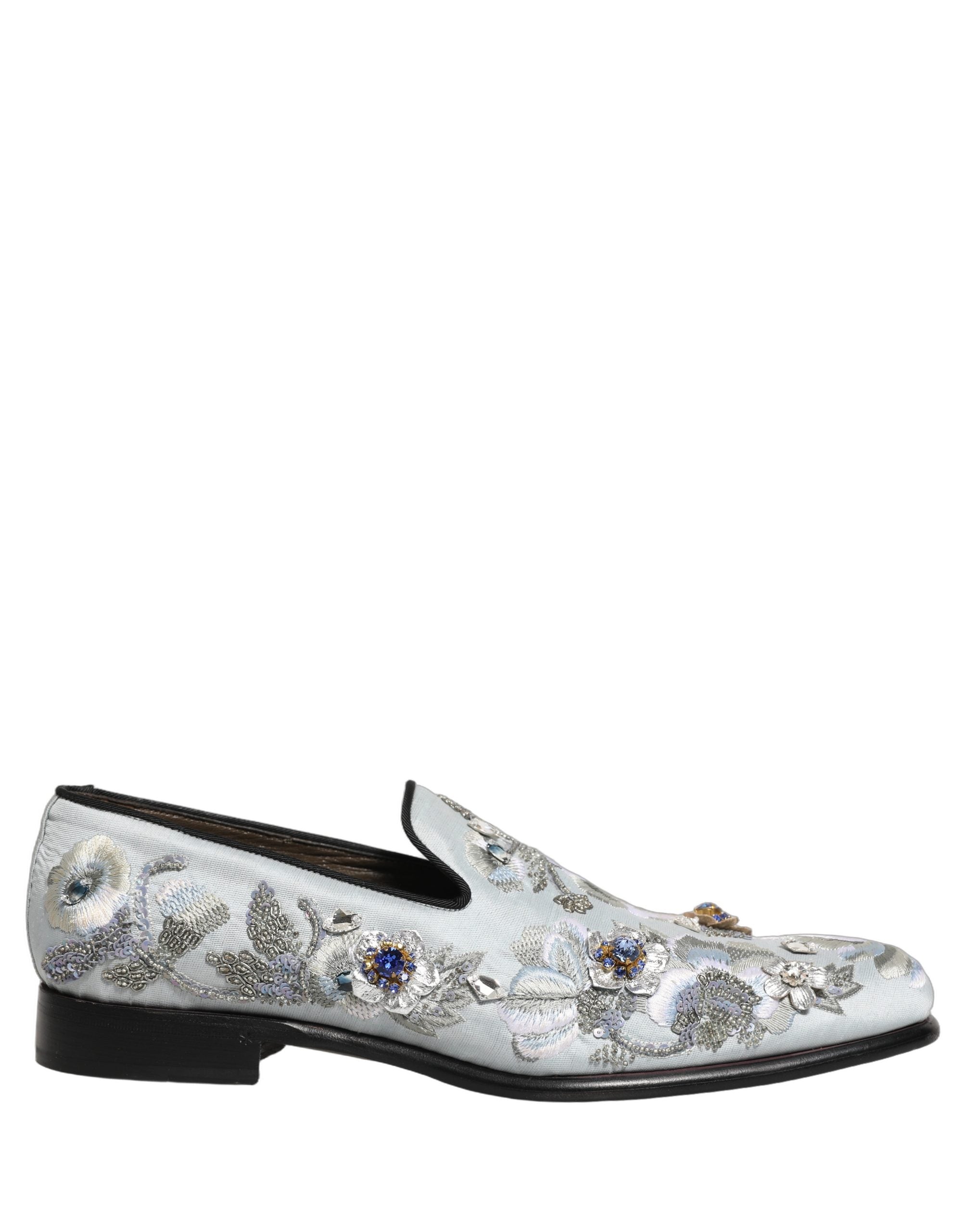 White Floral Embellished Men Loafers  Shoes