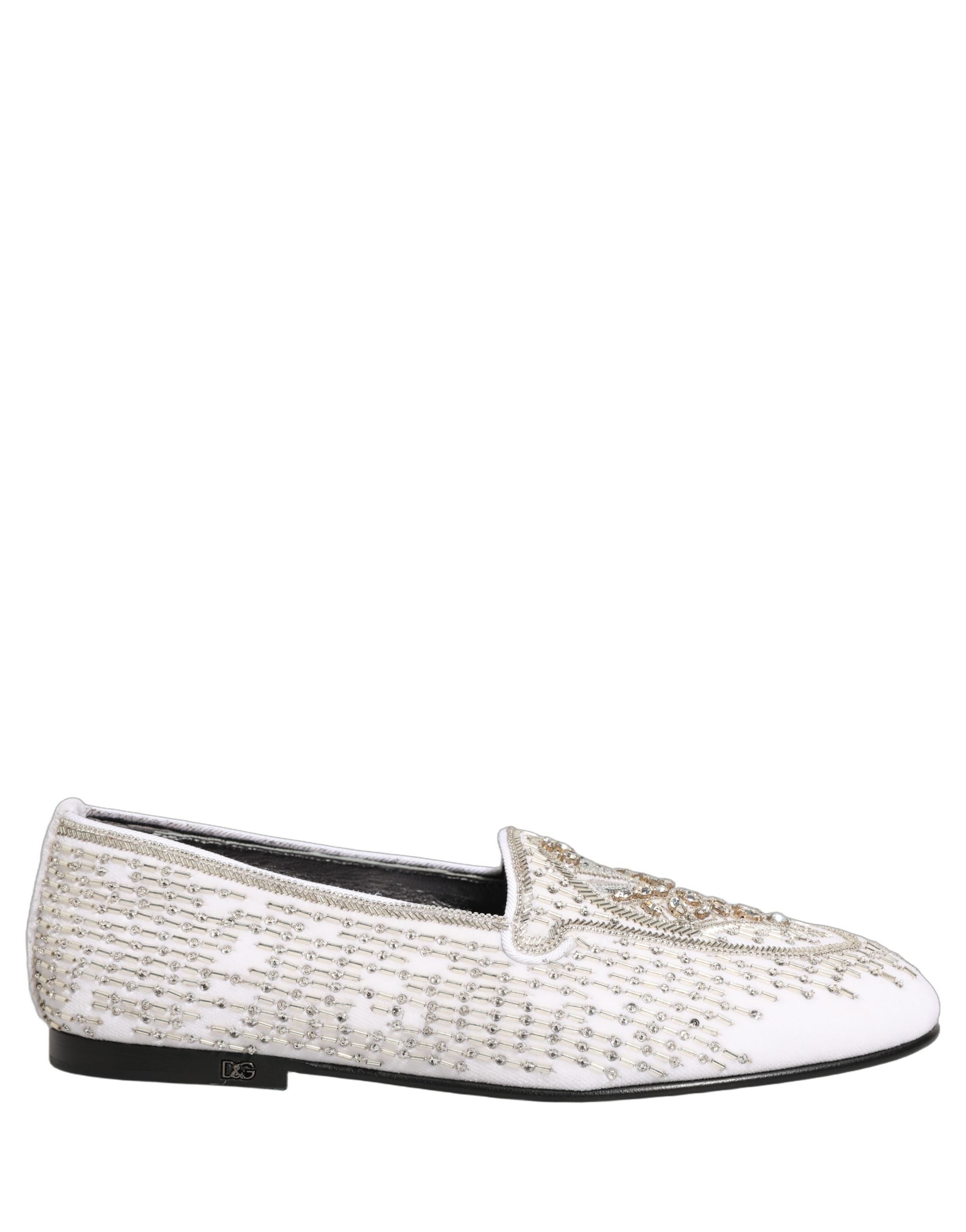 White Satin Embellished Dress Loafers Shoes