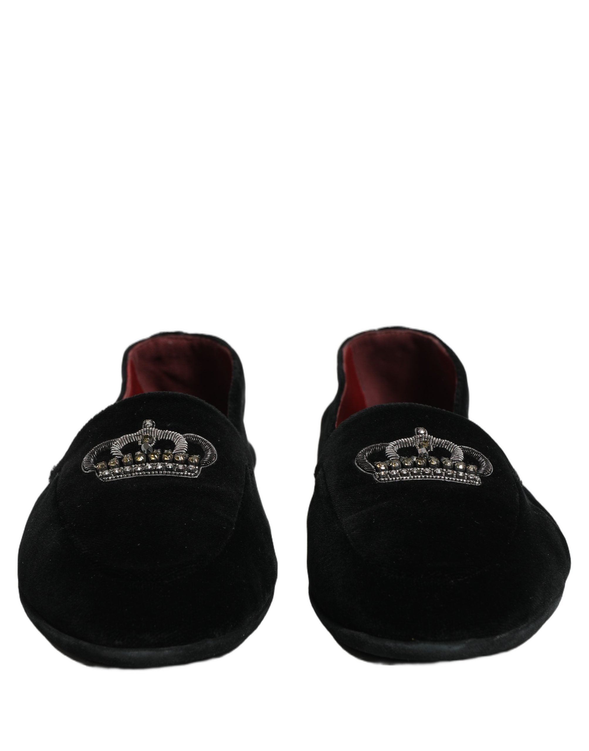 Black Crown Embellished Dress Loafers Shoes