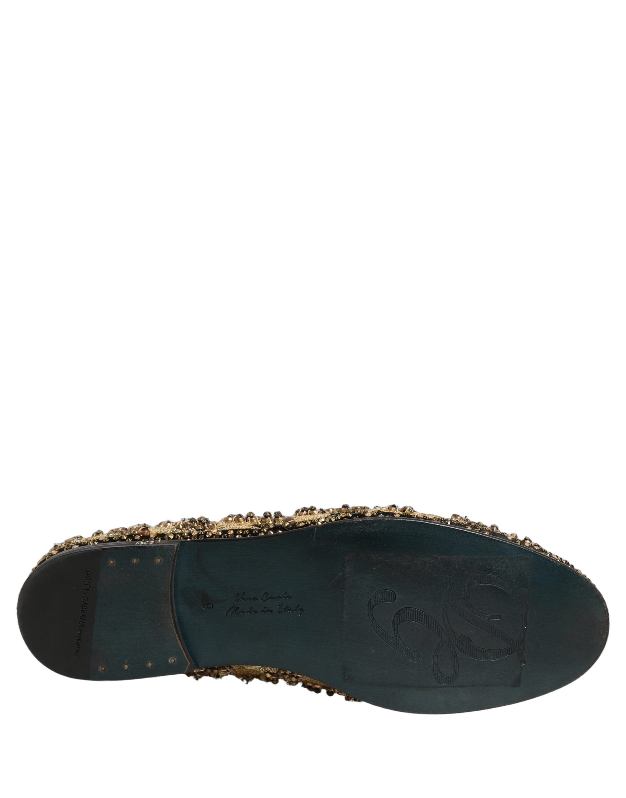 Gold Sequin Embellished Dress Loafers Shoes