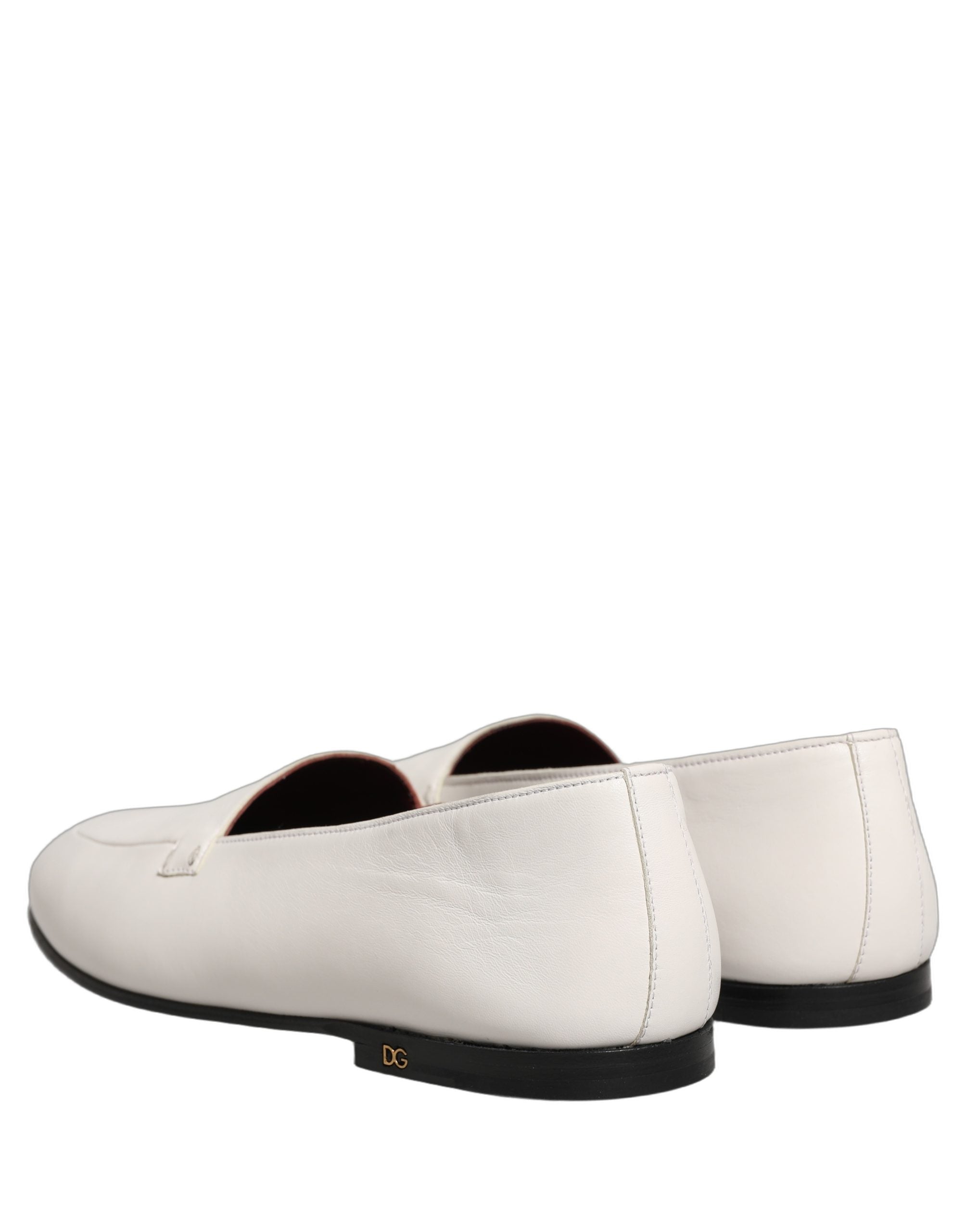 White Leather Logo Slip On Men Loafers Shoes
