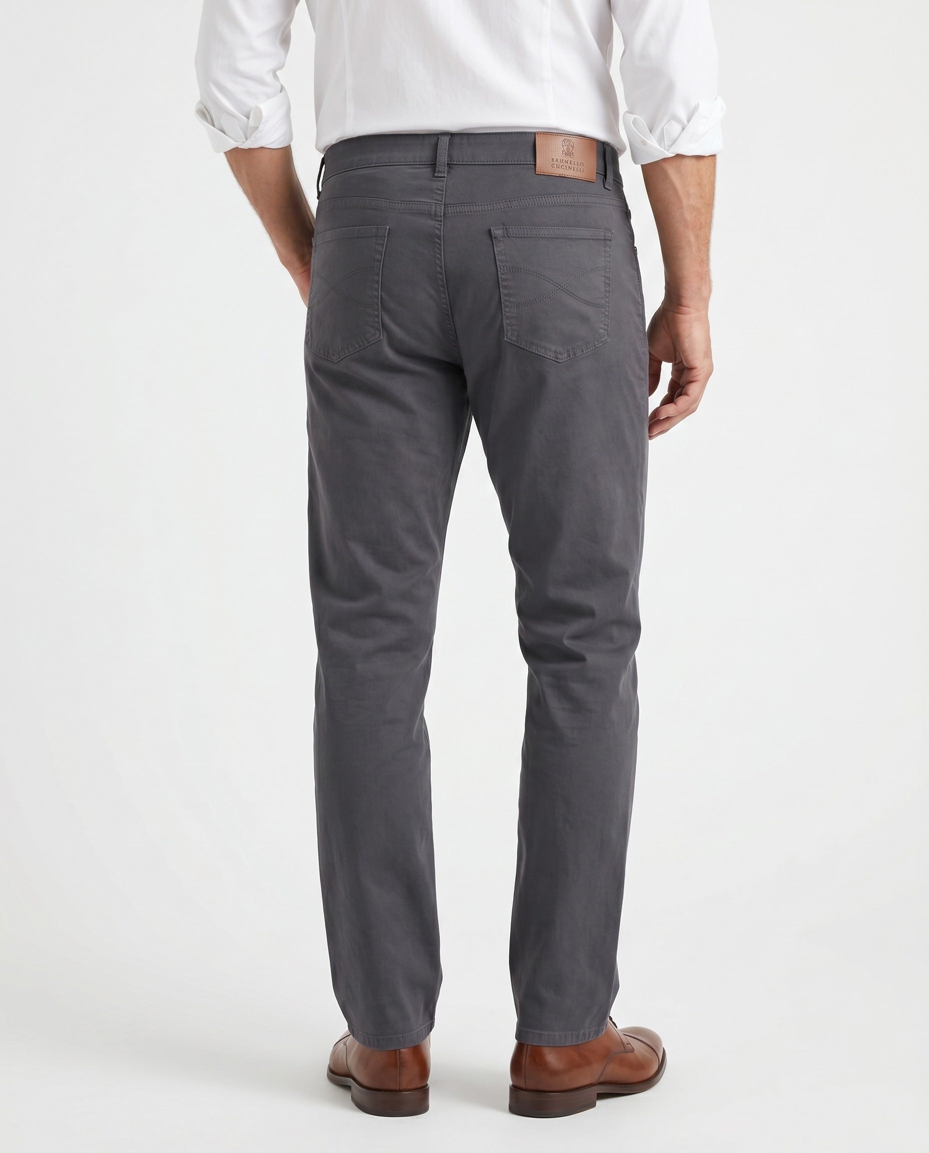 Gray Cotton Casual Pants
