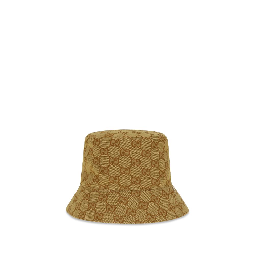 Beige Cotton Bucket Hat