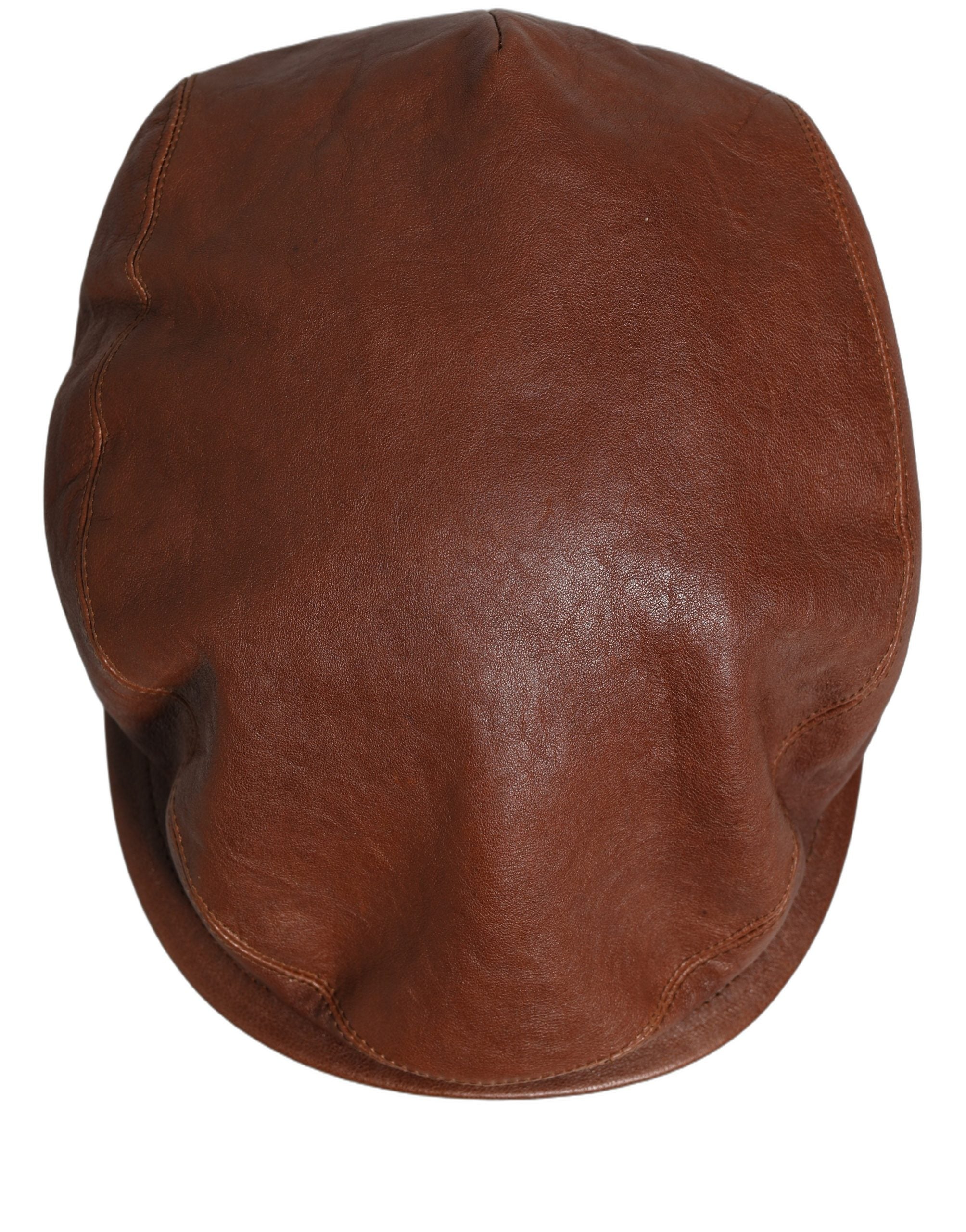 Men Brown Lamb Leather Newsboy Cloth Capello Hat