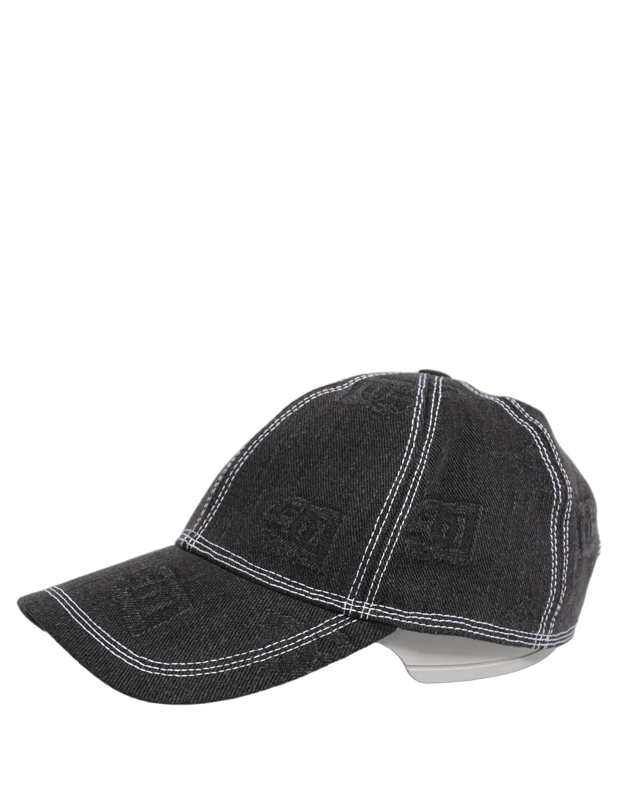 Men Black Cotton 6 Panel Baseball Capello Hat