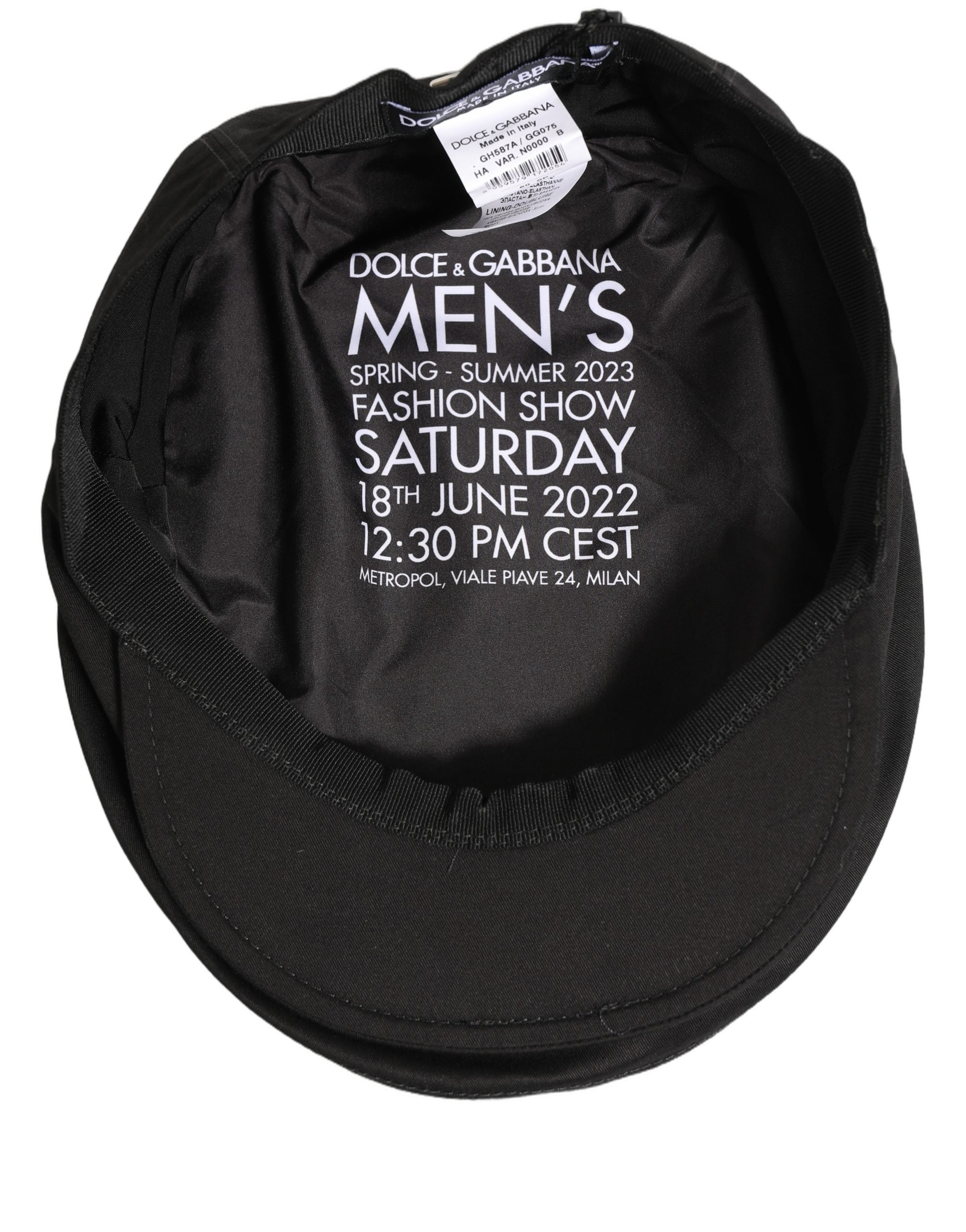 Men Black Cotton Stretch Newsboy Cloth Capello Hat