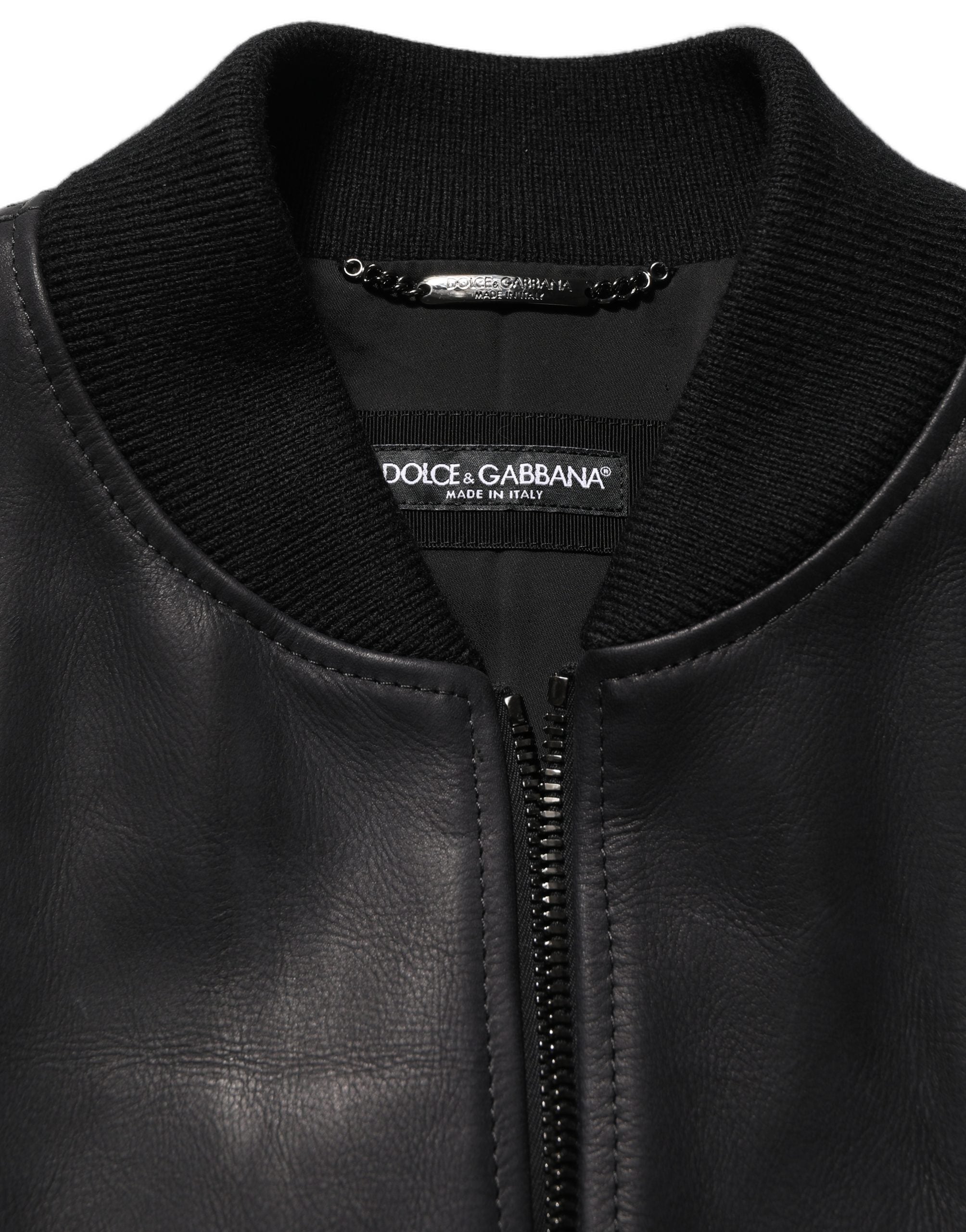 Black Leather Full Zip Men Biker Jacket