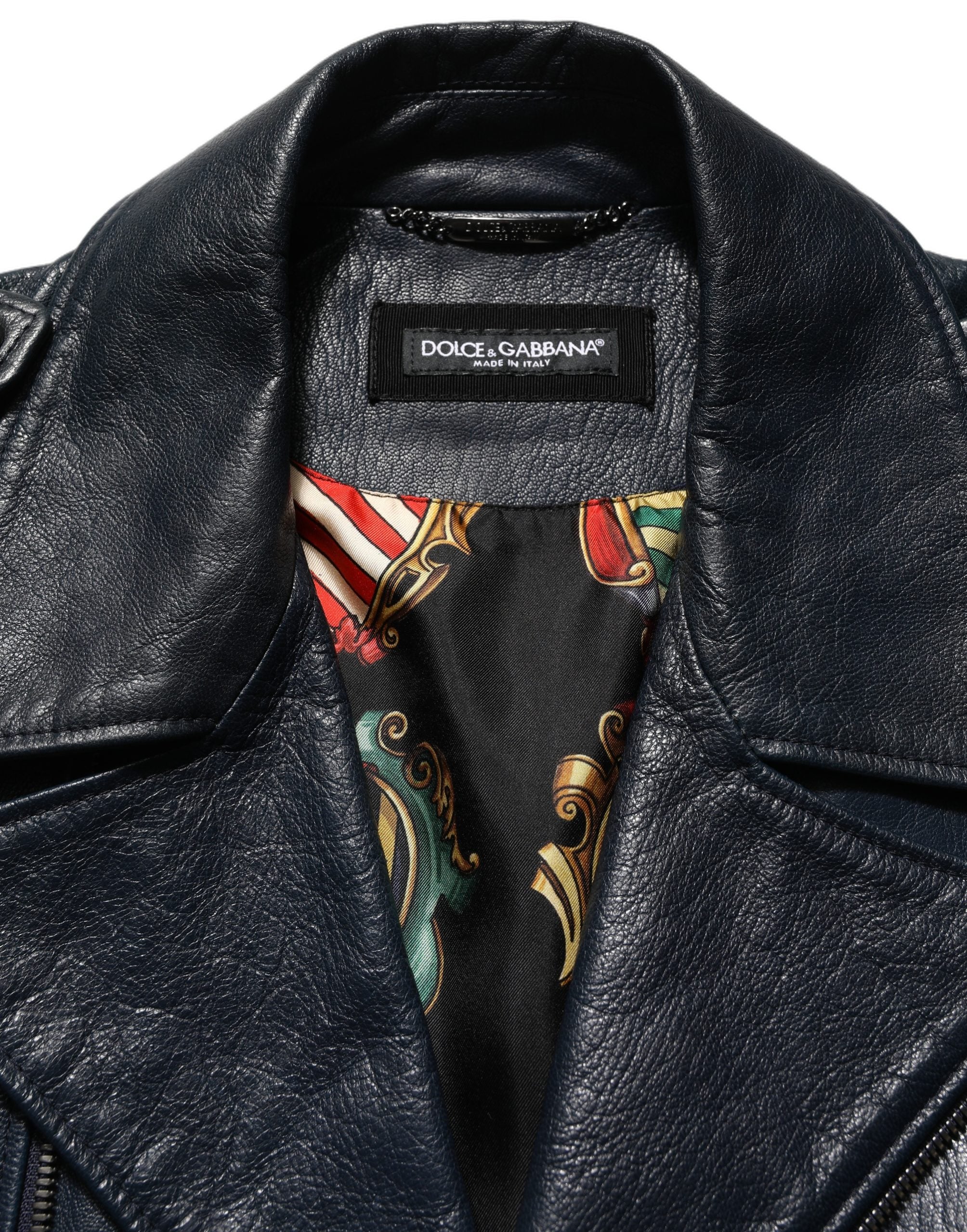 Black Leather Men Biker Coat Goatskin Jacket