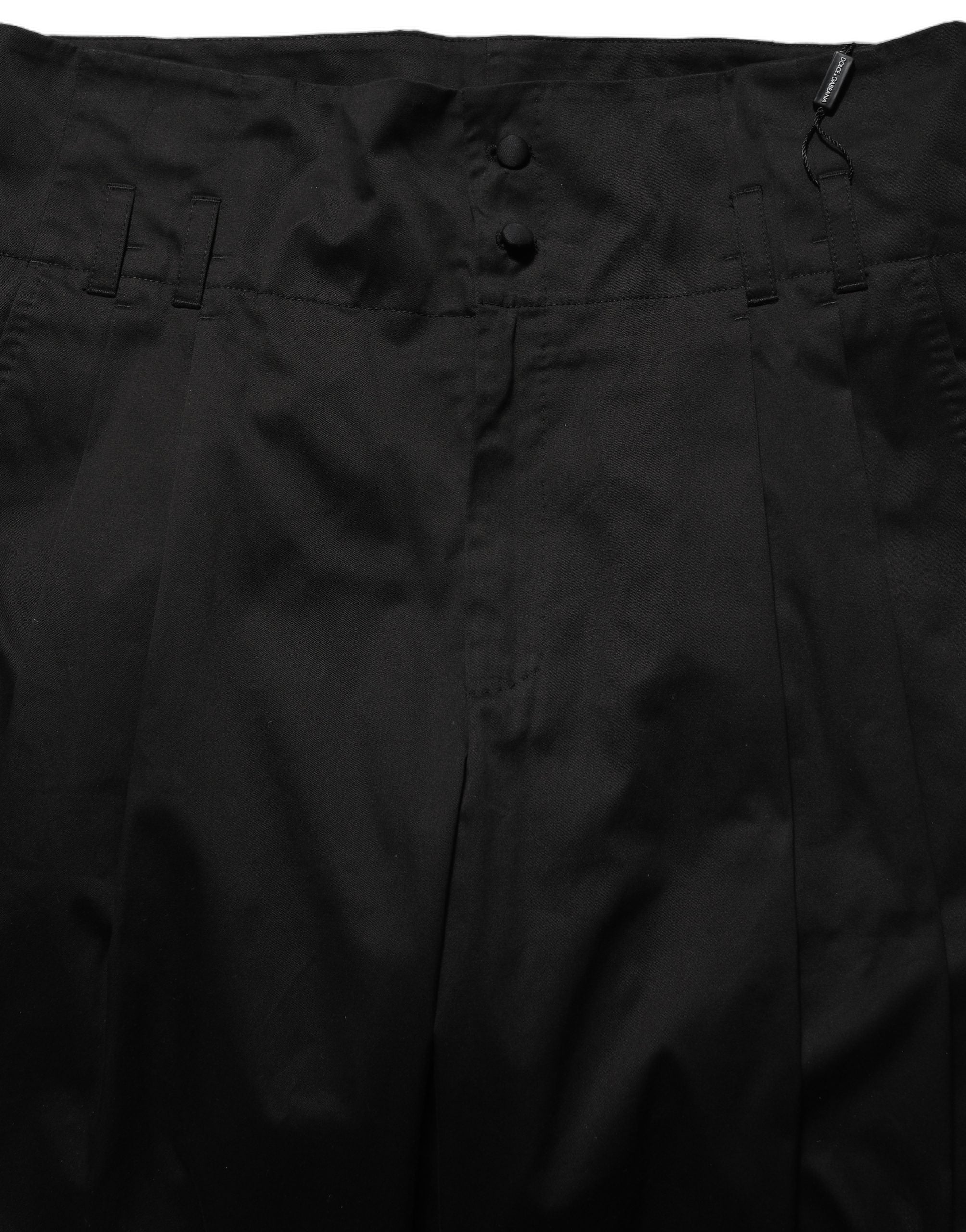 Black Cotton Straight Leg DressTrouser Pants