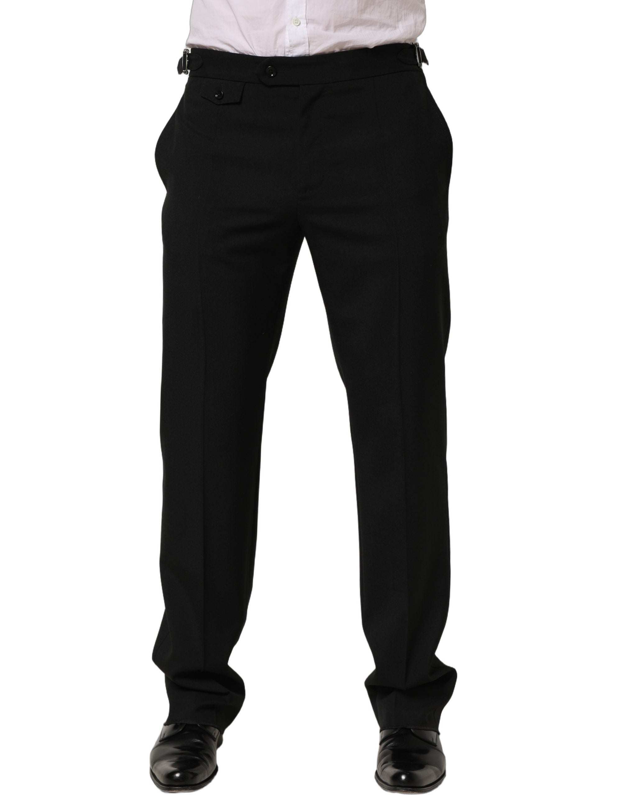 Black Tapered Leg Men Dress Trouser Pants