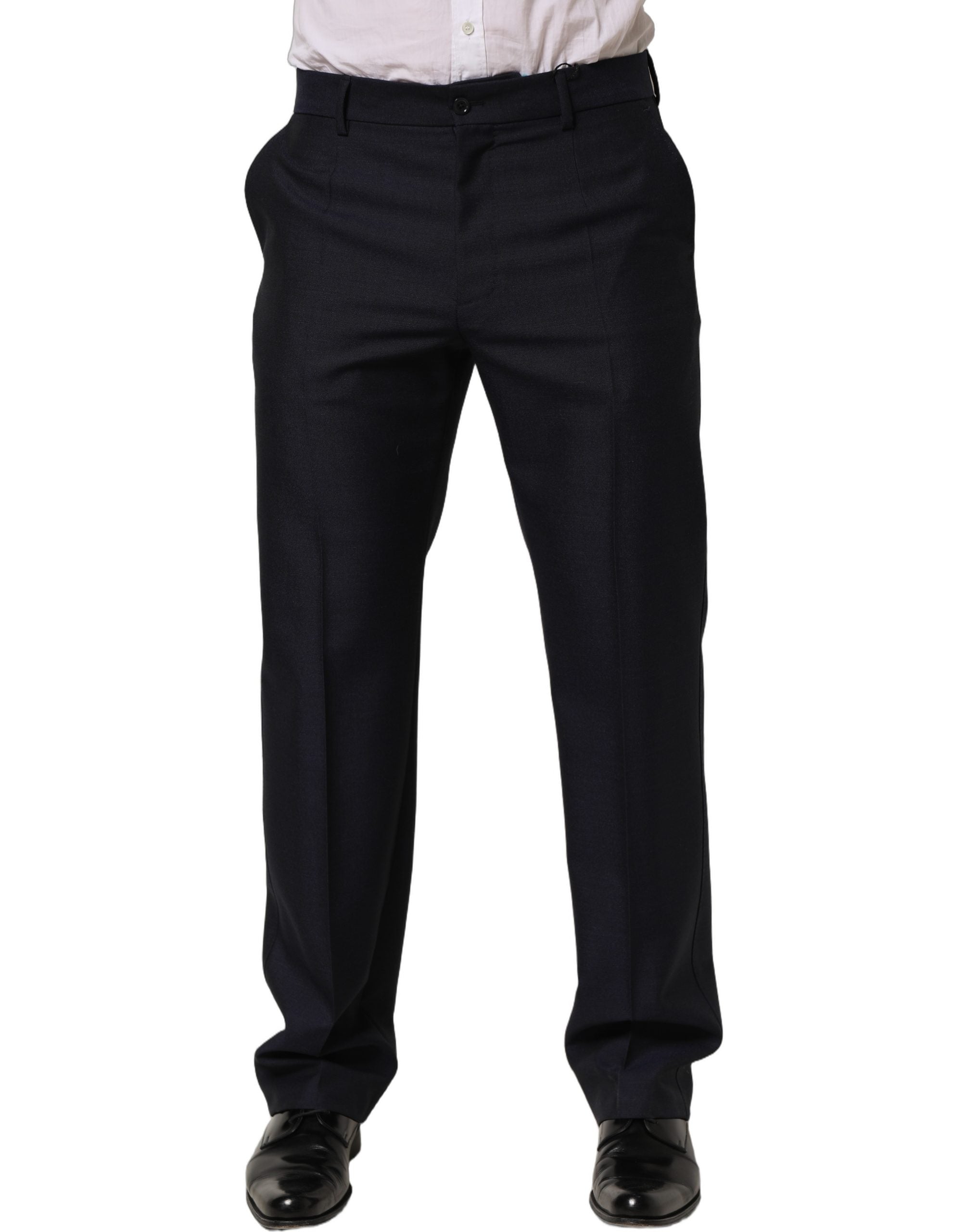 Black Wool Tapered Leg Dress Trouser Pants