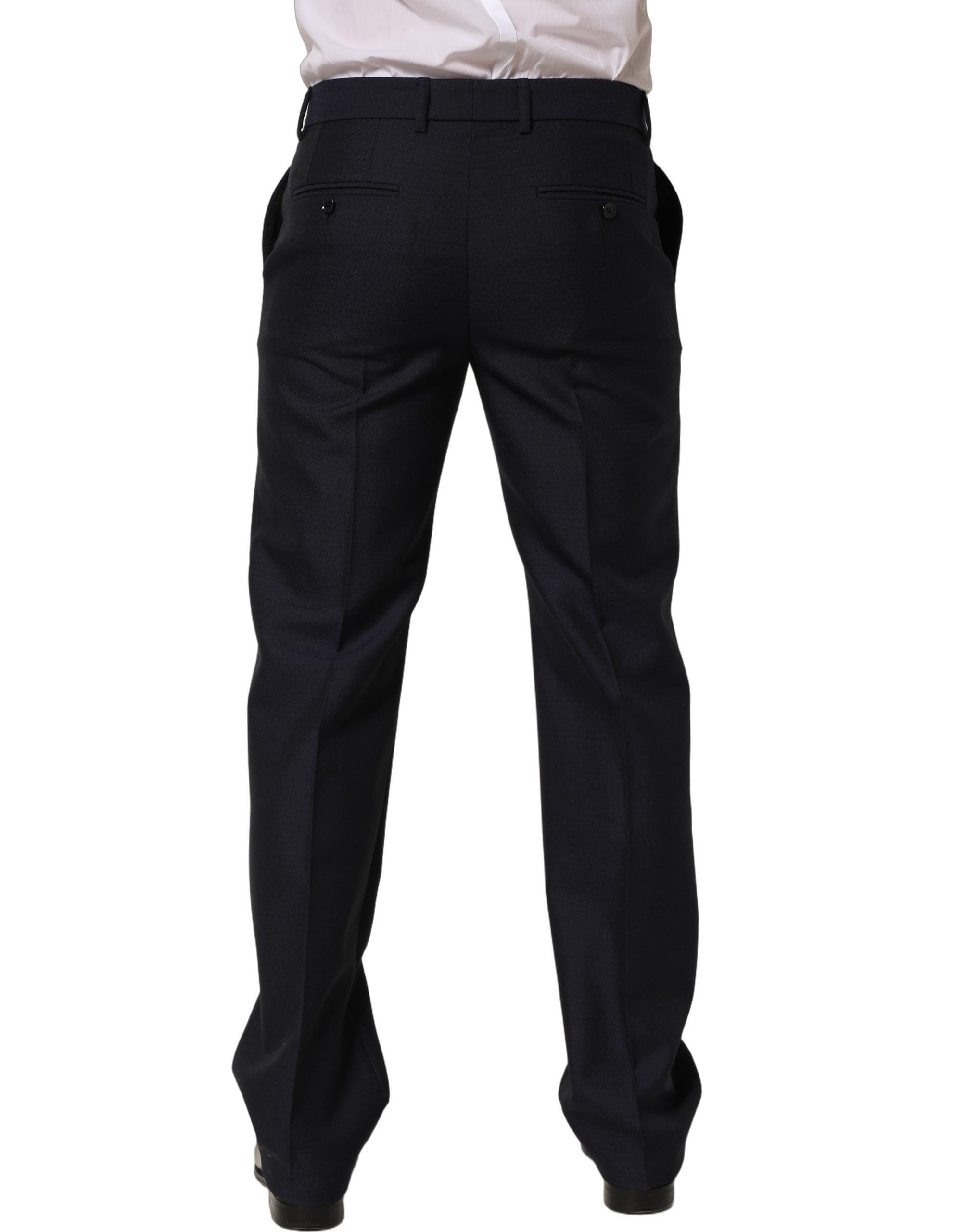 Black Wool Tapered Leg Dress Trouser Pants
