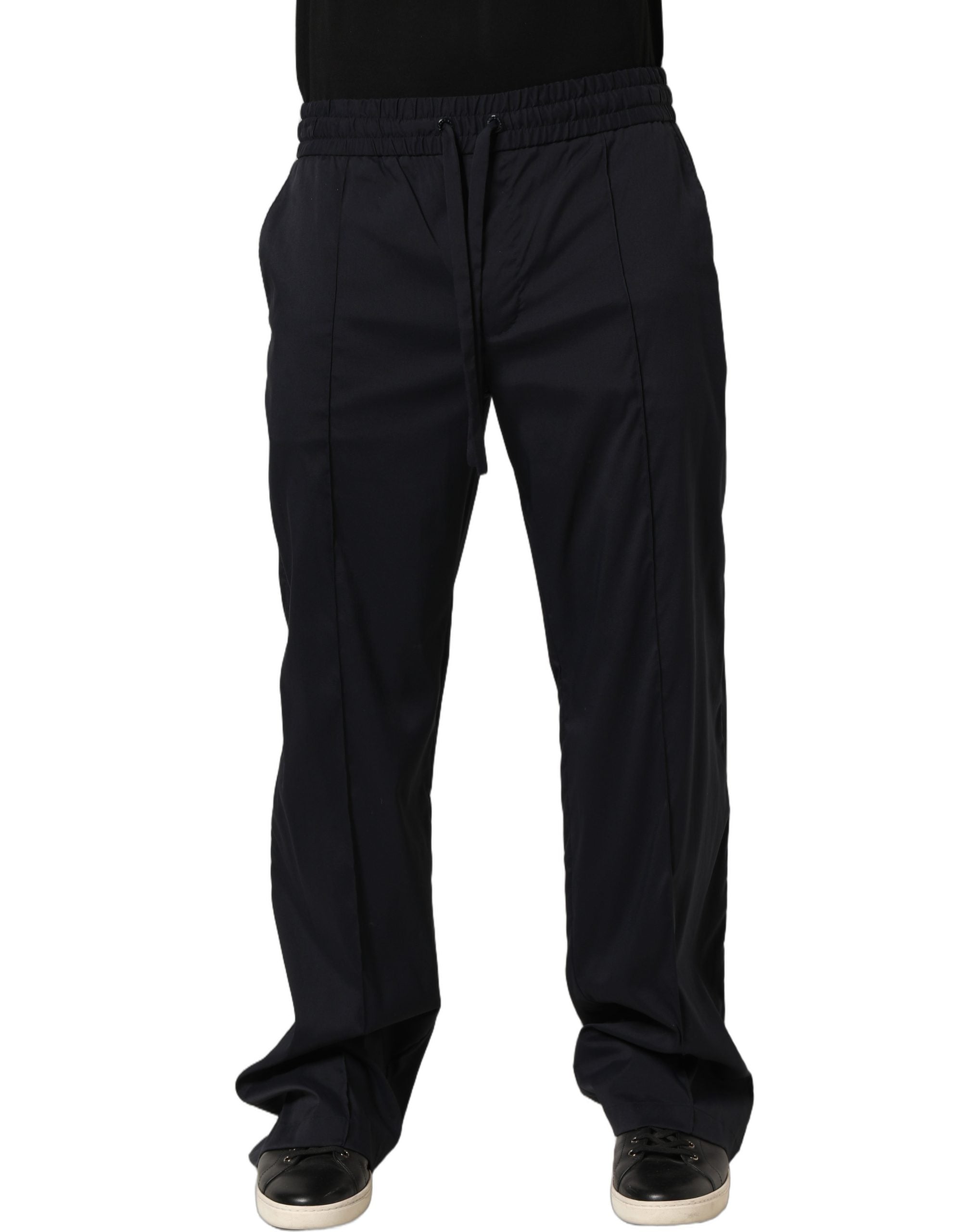 Black Nylon Straight Jogger Sweatpants Pants