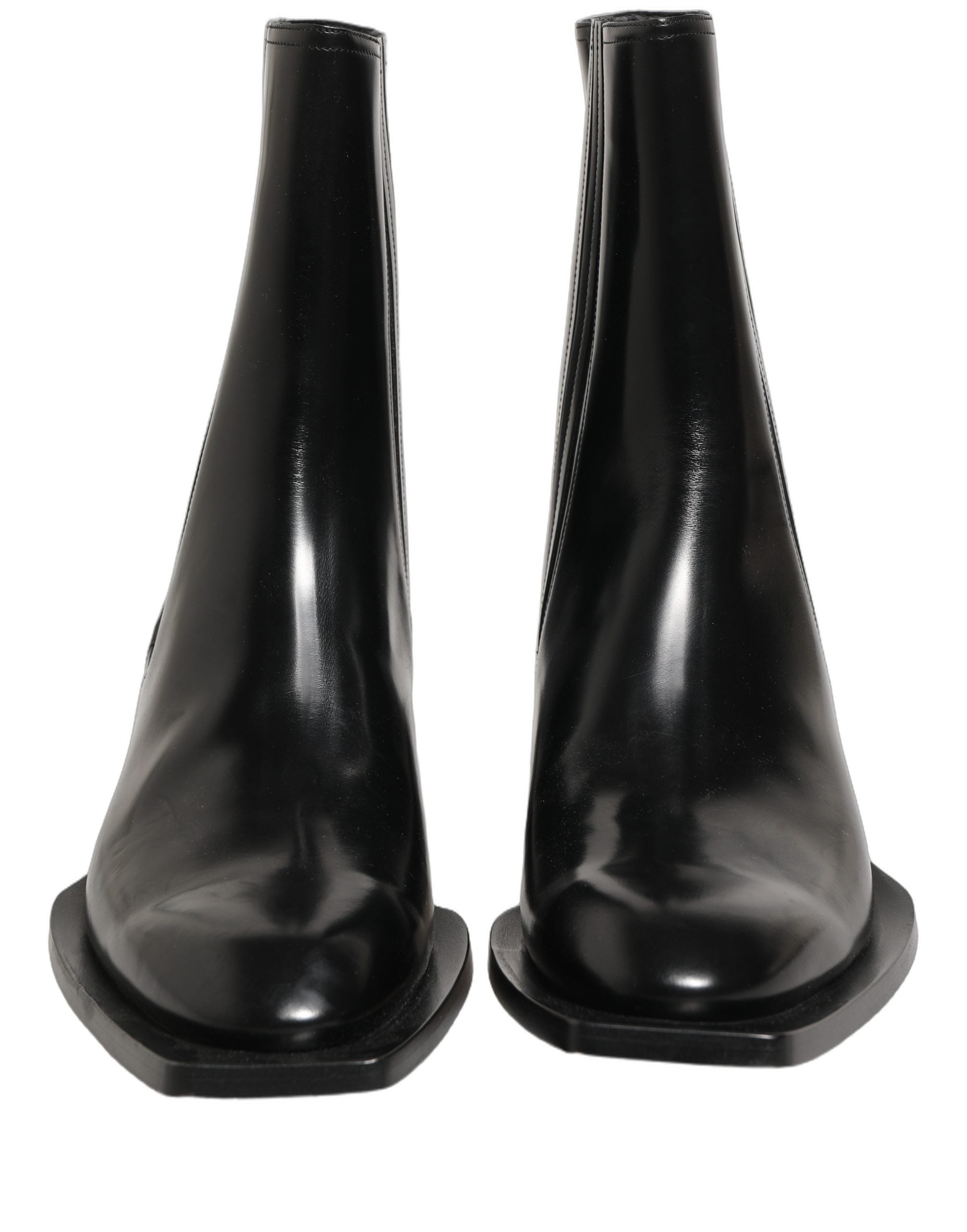 Black Leather Chelsea Mid Calf Boots Shoes
