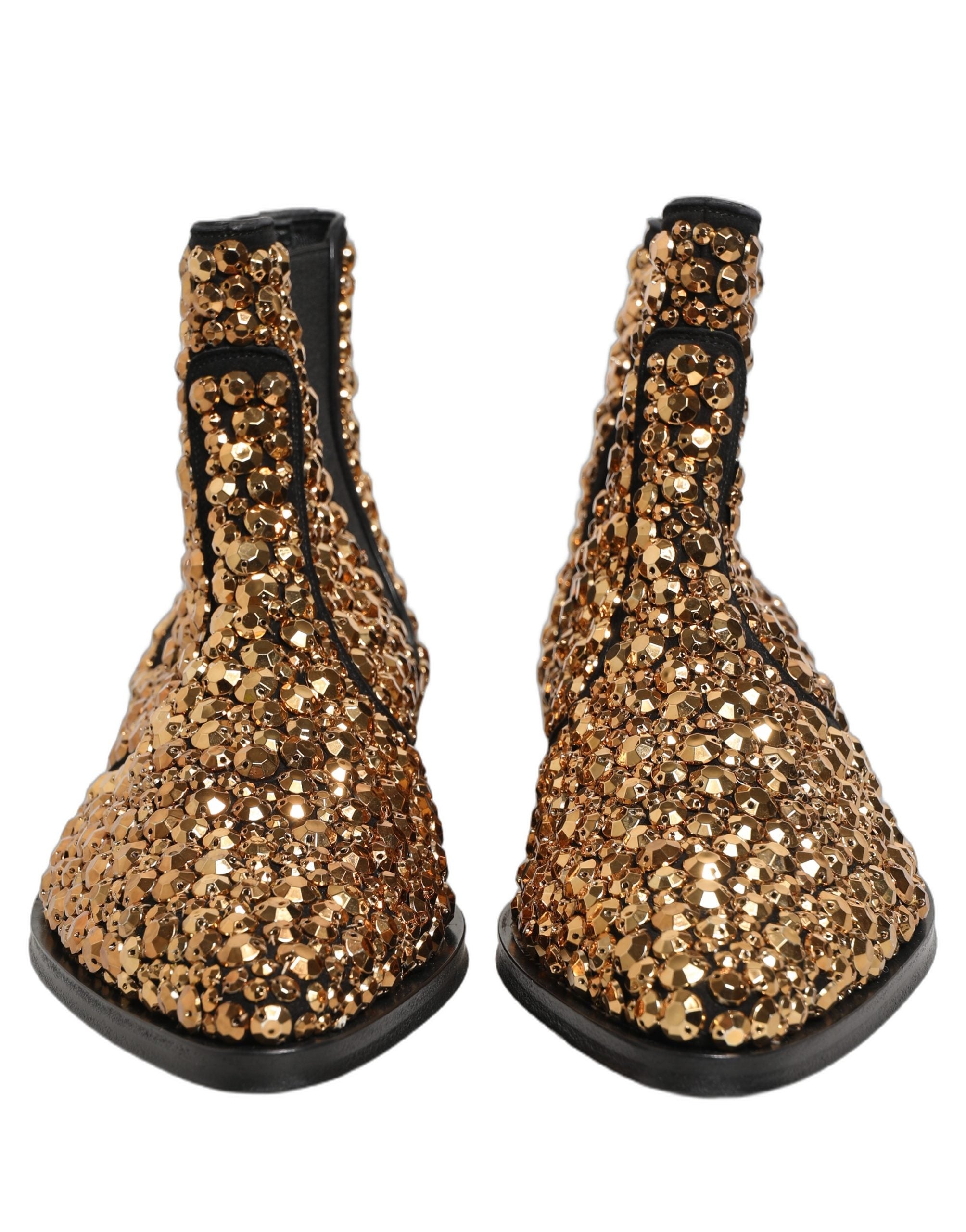 Gold Embellished Chelsea Ankle Boots Shoes