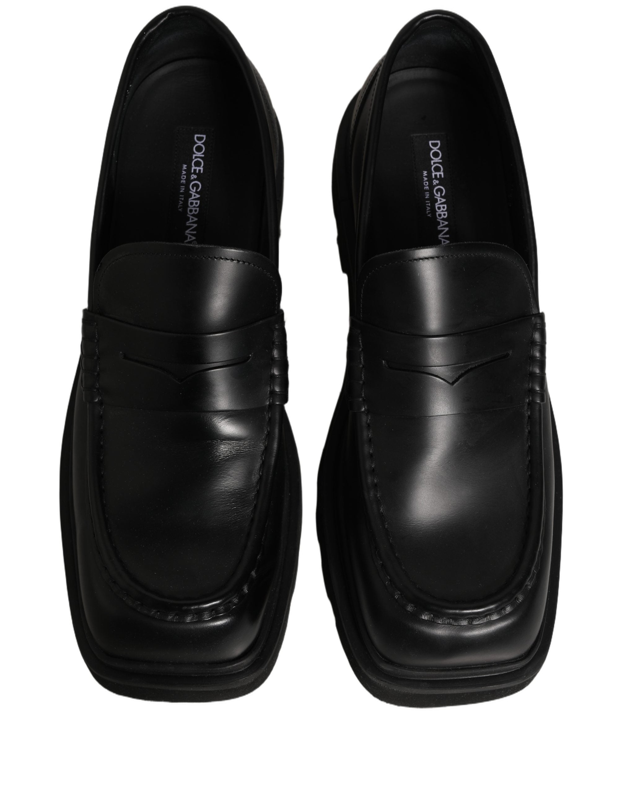 Black Calfskin Leather Men Dress Loafer Shoes